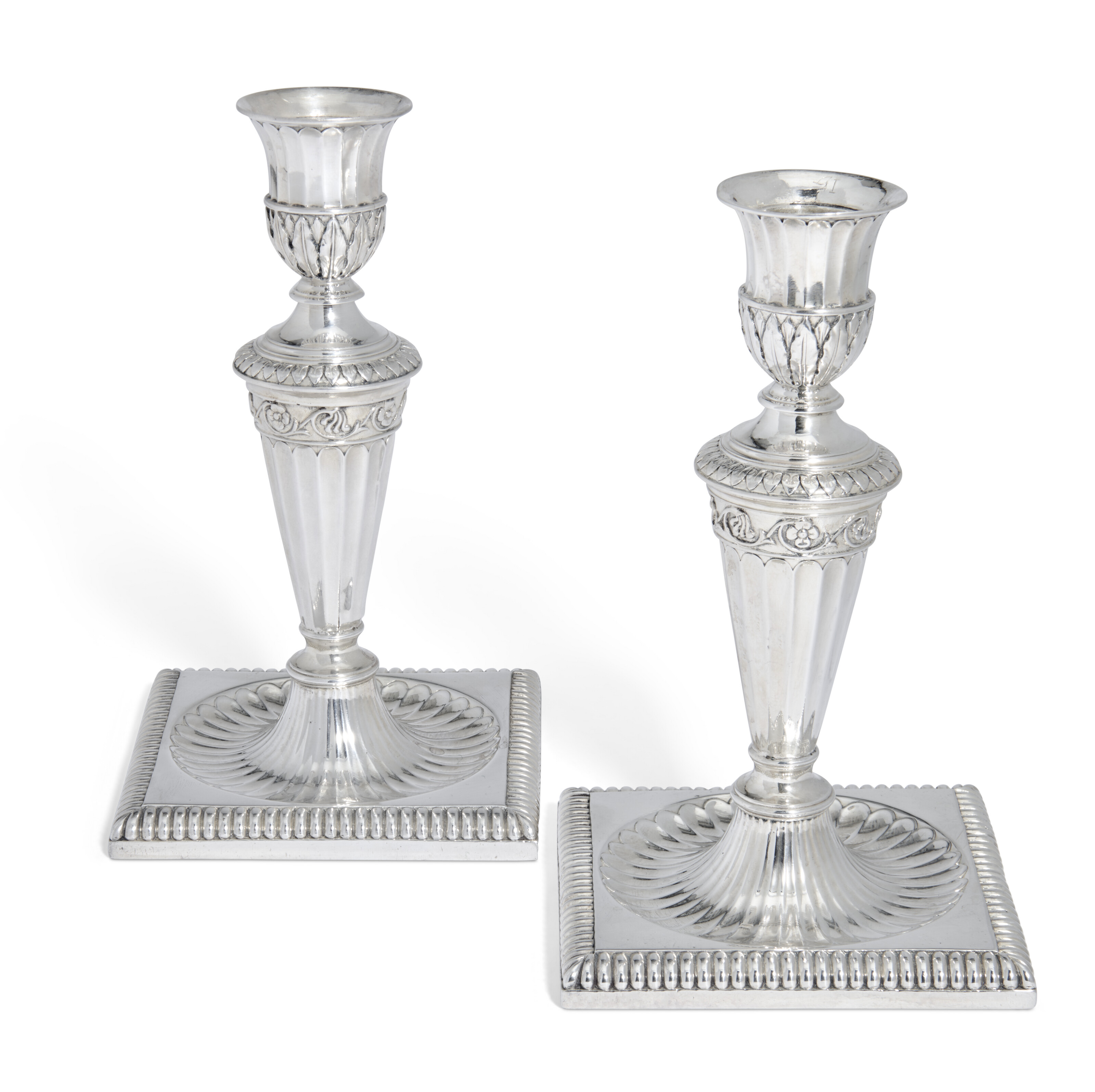 A PAIR OF GEORGE III SILVER DRESSING TABLE CANDLESTICKS, MARK OF JOHN ...