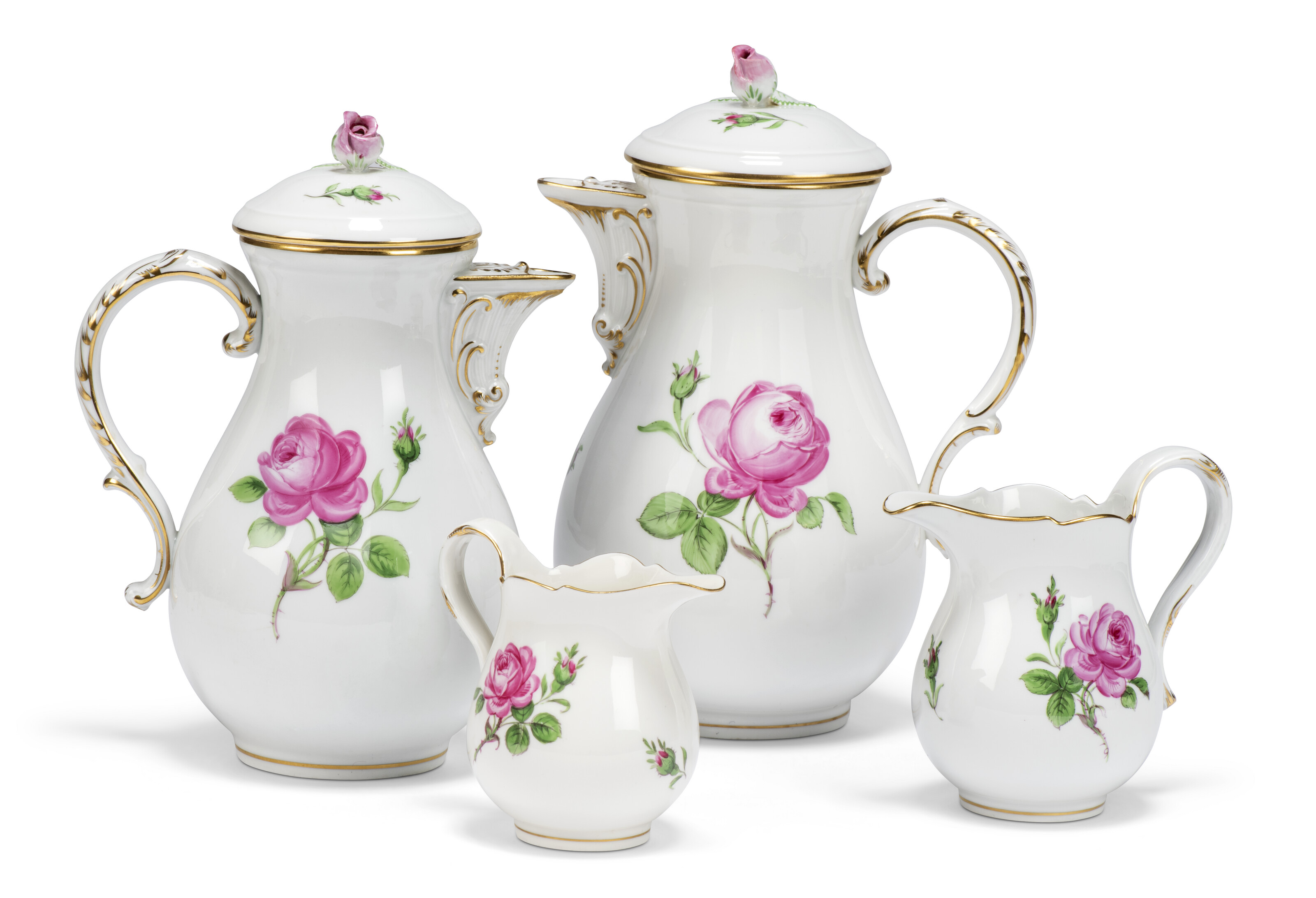 A MEISSEN PORCELAIN COMPOSITE 'PINK ROSE' PATTERN PART TABLE