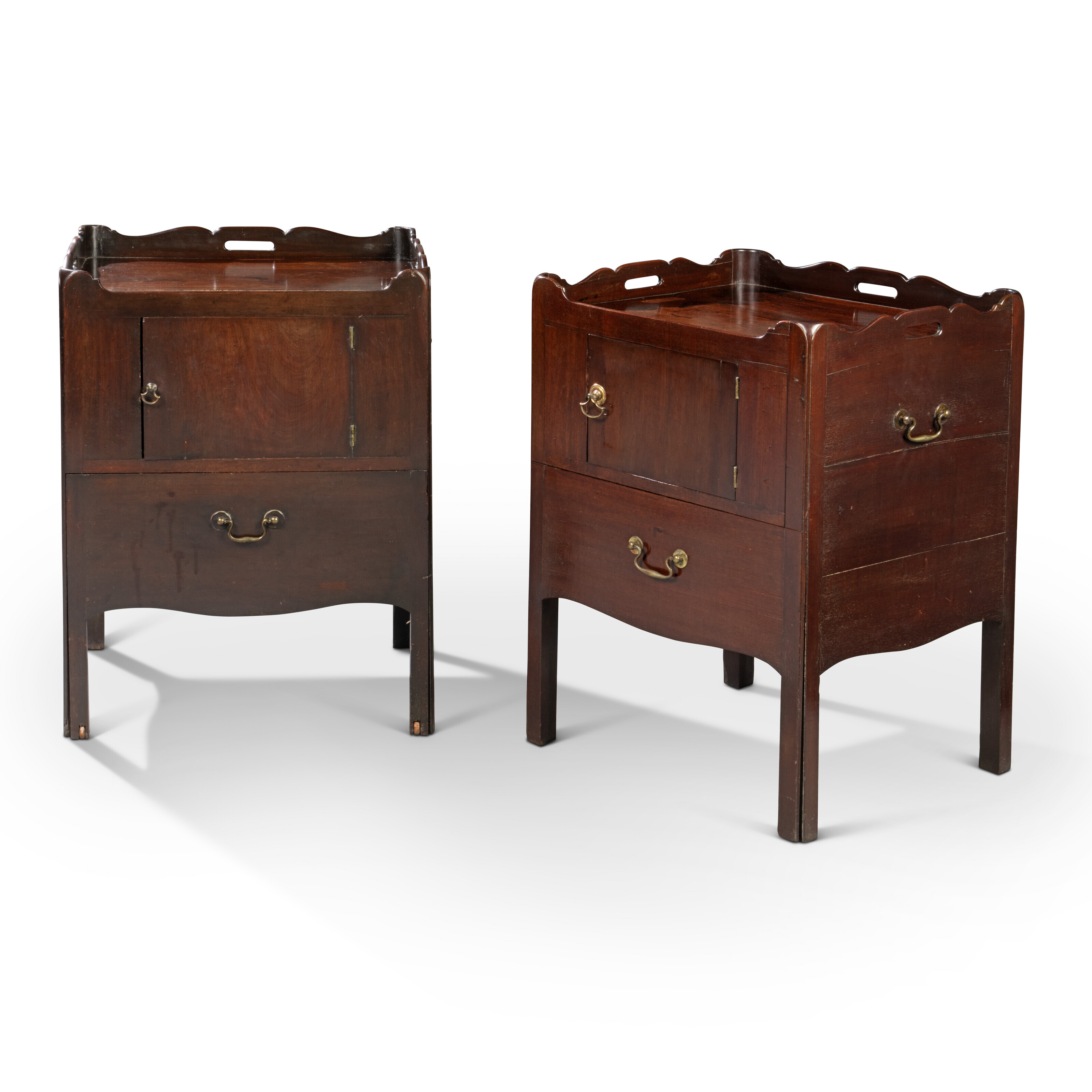 A MATCHED PAIR OF GEORGE III MAHOGANY BEDSIDE COMMODES, ATTRIBUTED TO ...