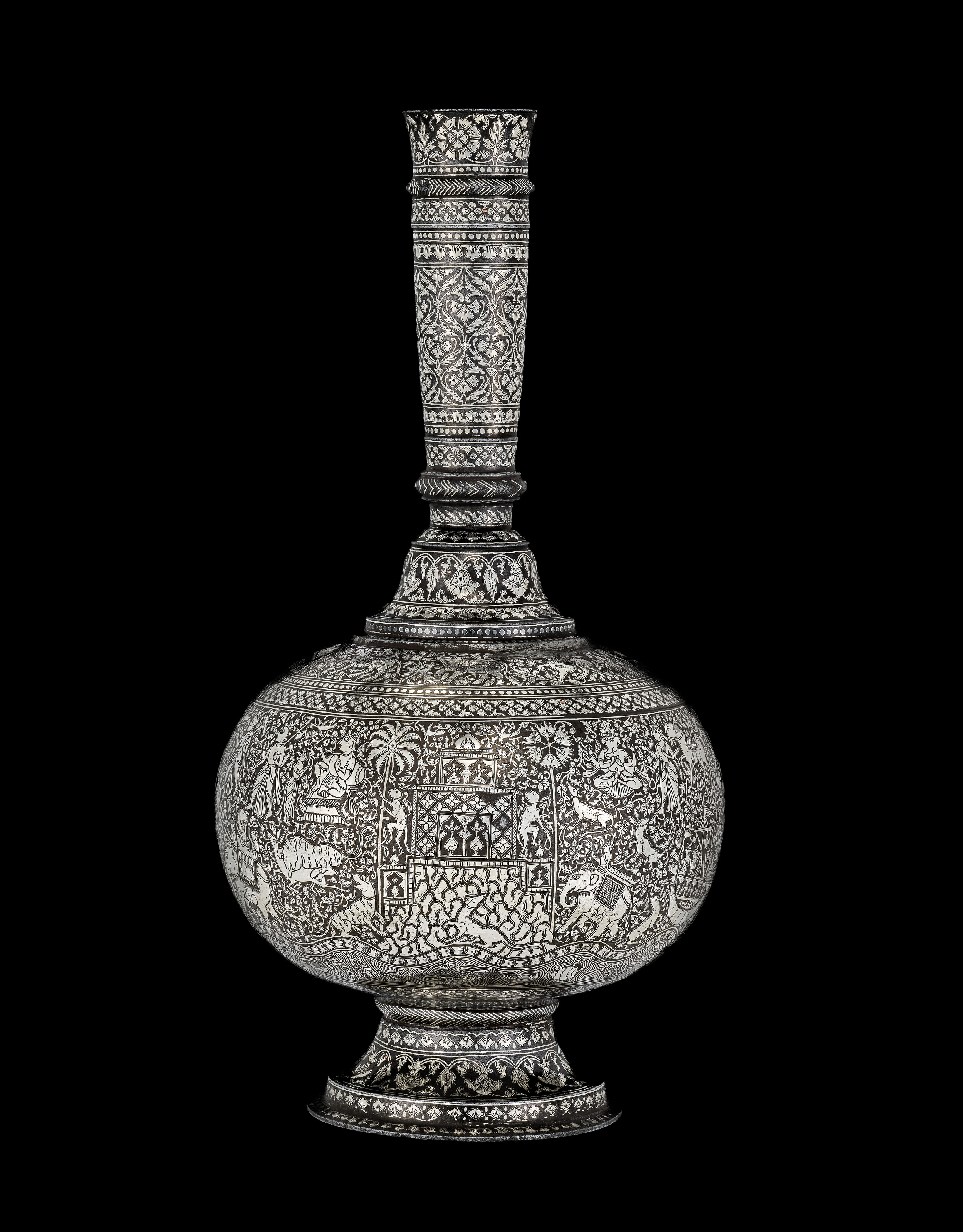 Mughal Style Bidri Flower Vase- Ca 1960