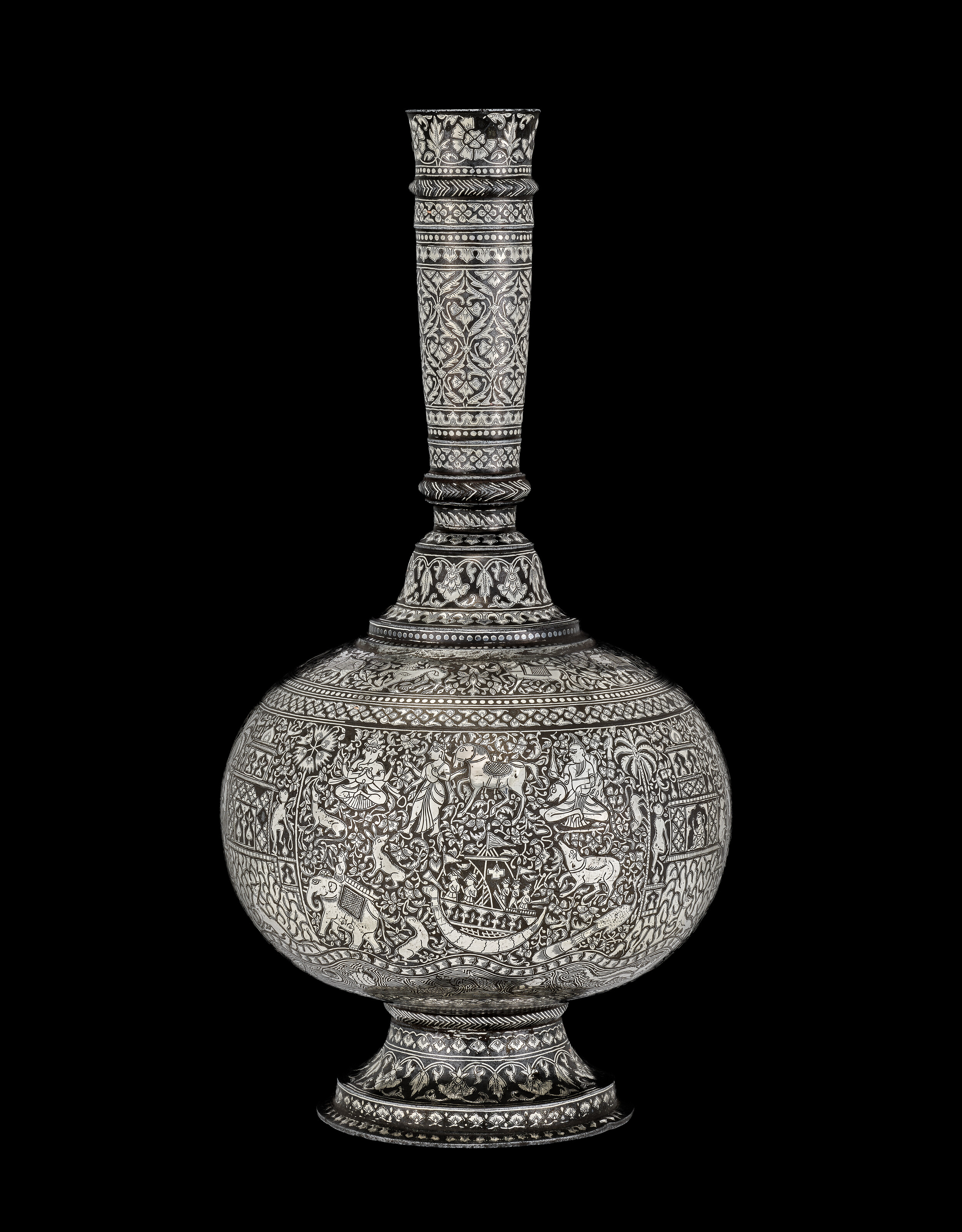 Mughal Style Bidri Flower Vase- Ca 1960