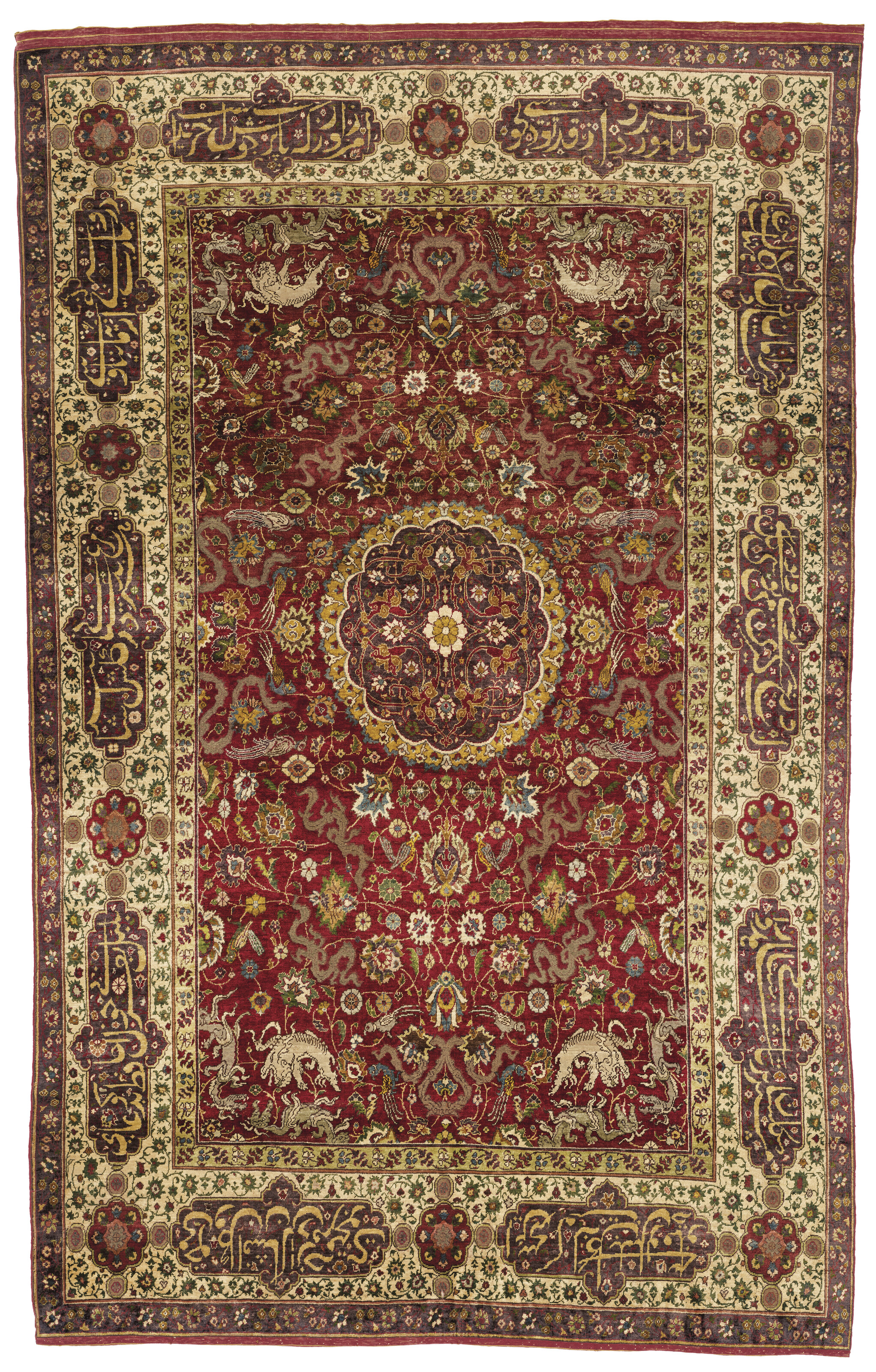 A silk and metal-thread Koum Kapi rug, probably by Hagop Kapoudjian, Corfu or Paris, circa 1920, offered in Art of the Islamic and Indian Worlds including Rugs and Carpets on 24 October 2024 at Christie's in London