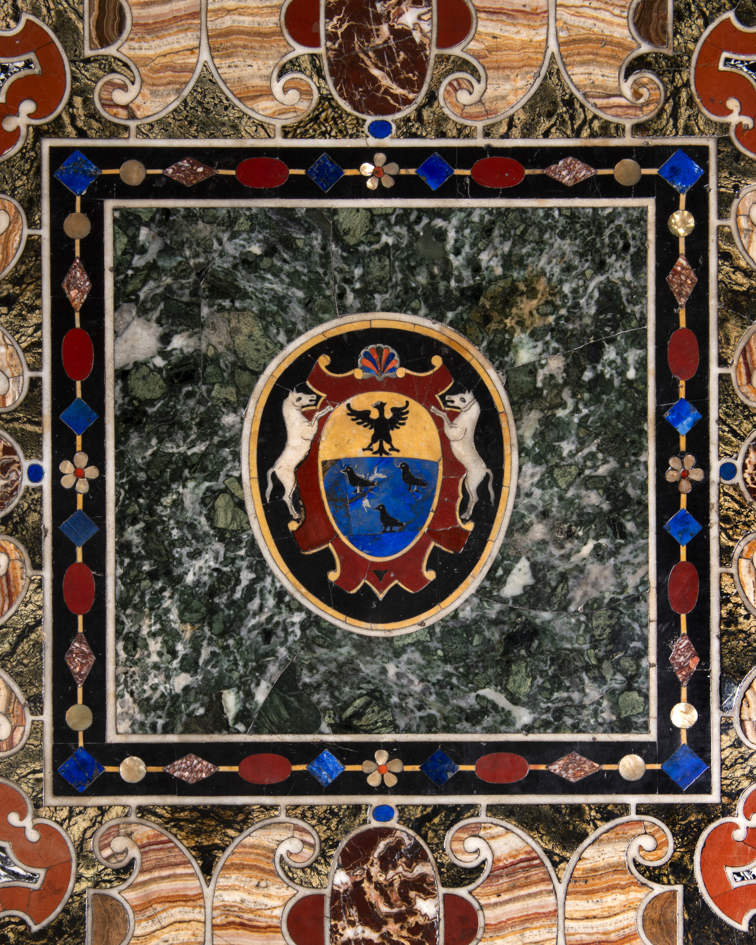 AN ITALIAN MARBLE AND PIETRE DURE TABLE TOP, ATTRIBUTED TO