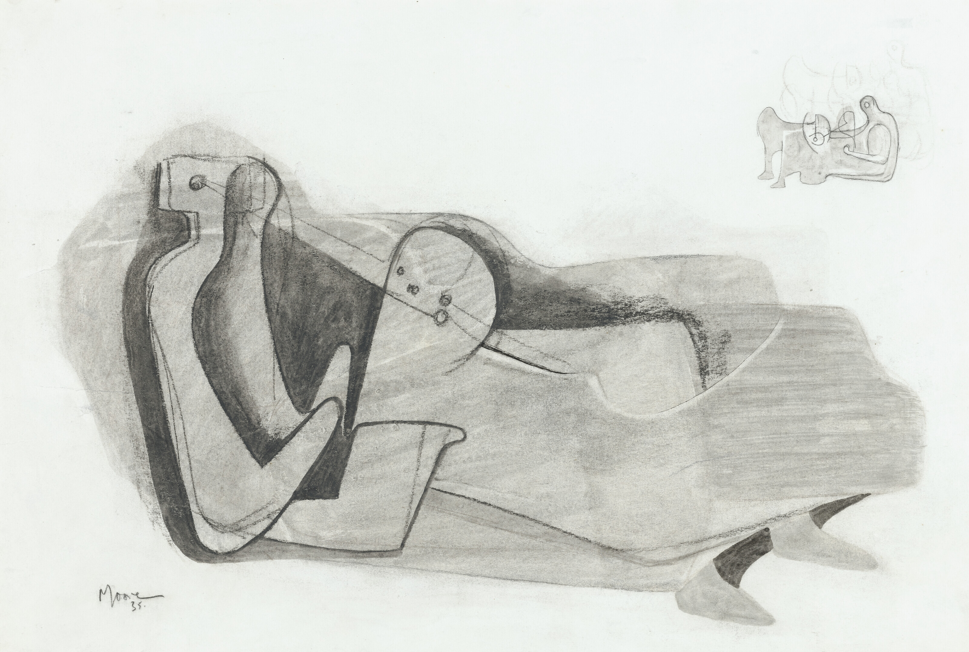 Henry Moore, Reclining Figure, 1935, offered in the Modern British and Irish Art Day Sale on 21 March 2024 at Christie's in London