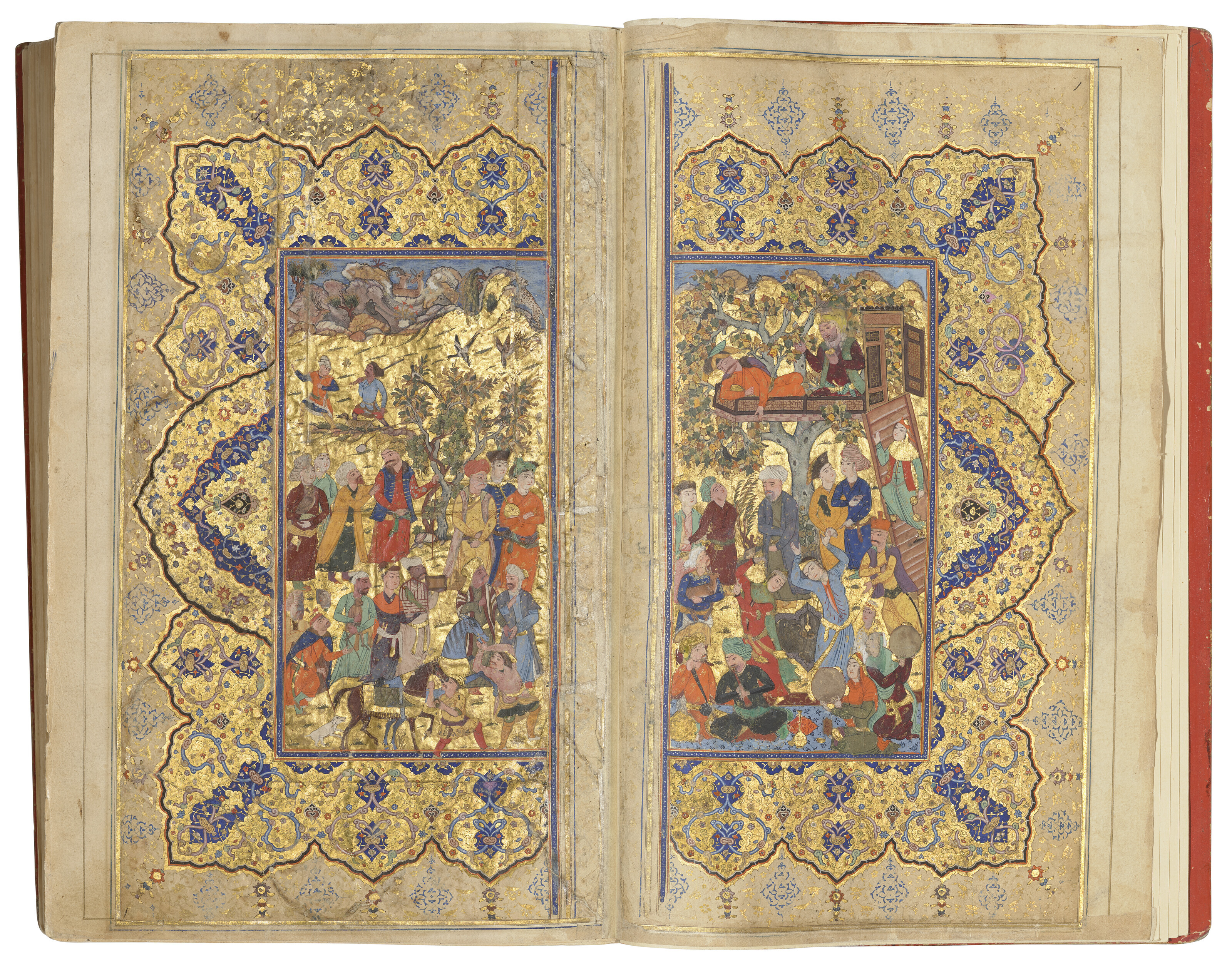 The Khamsas of Nizami and Amir Khusraw Dihlavi, colophon signed Muhammad Husayn dar al-Marzi on the order of Lutfallah Muzahhib (the illuminator) Shirazi, Shiraz, Iran, 1624-26, offered in Art of the Islamic and Indian Worlds including Rugs and Carpets on 25 April 2024 at Christie's in London