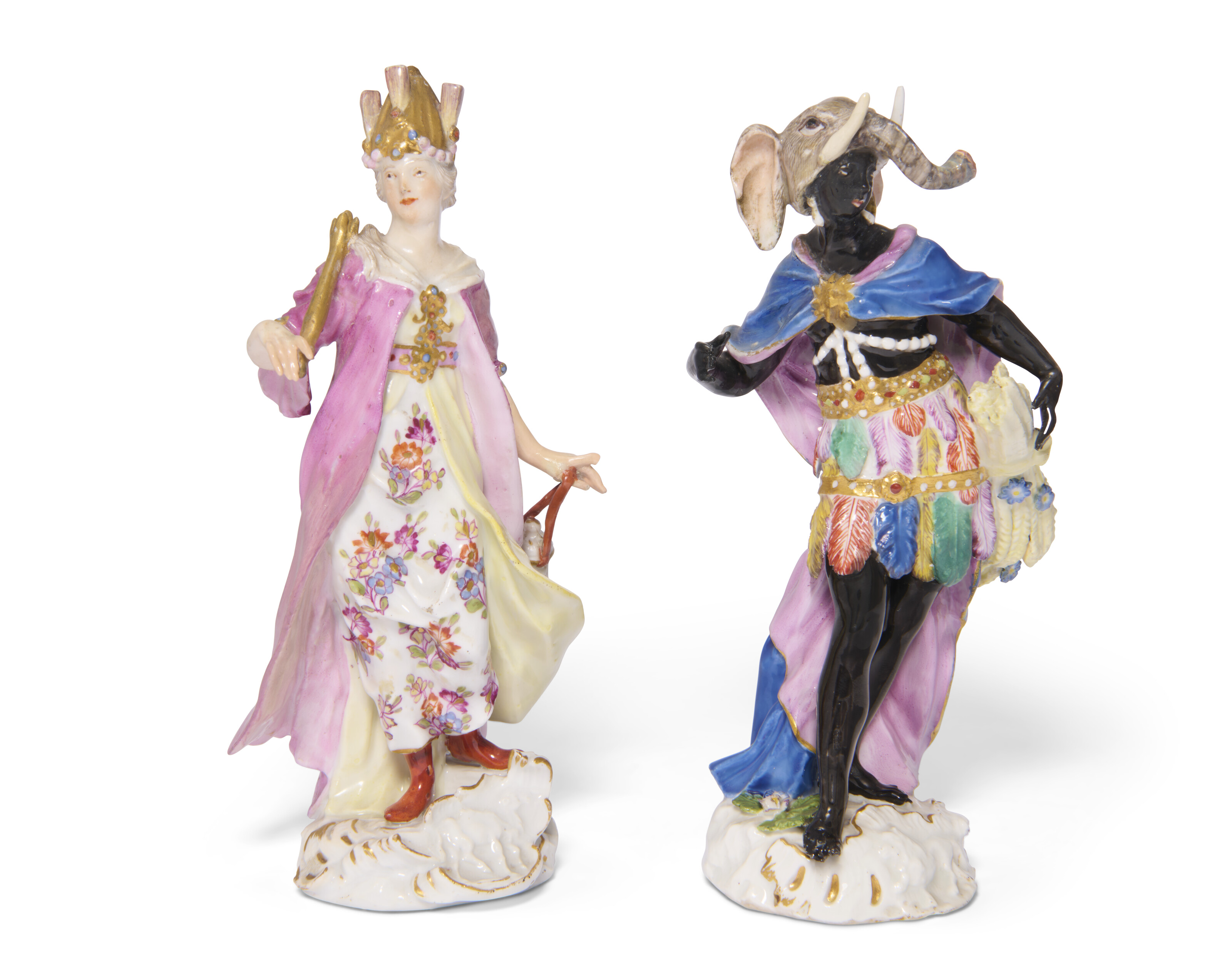 FOUR MEISSEN PORCELAIN ALLEGORICAL FIGURES EMBLEMATIC OF THE