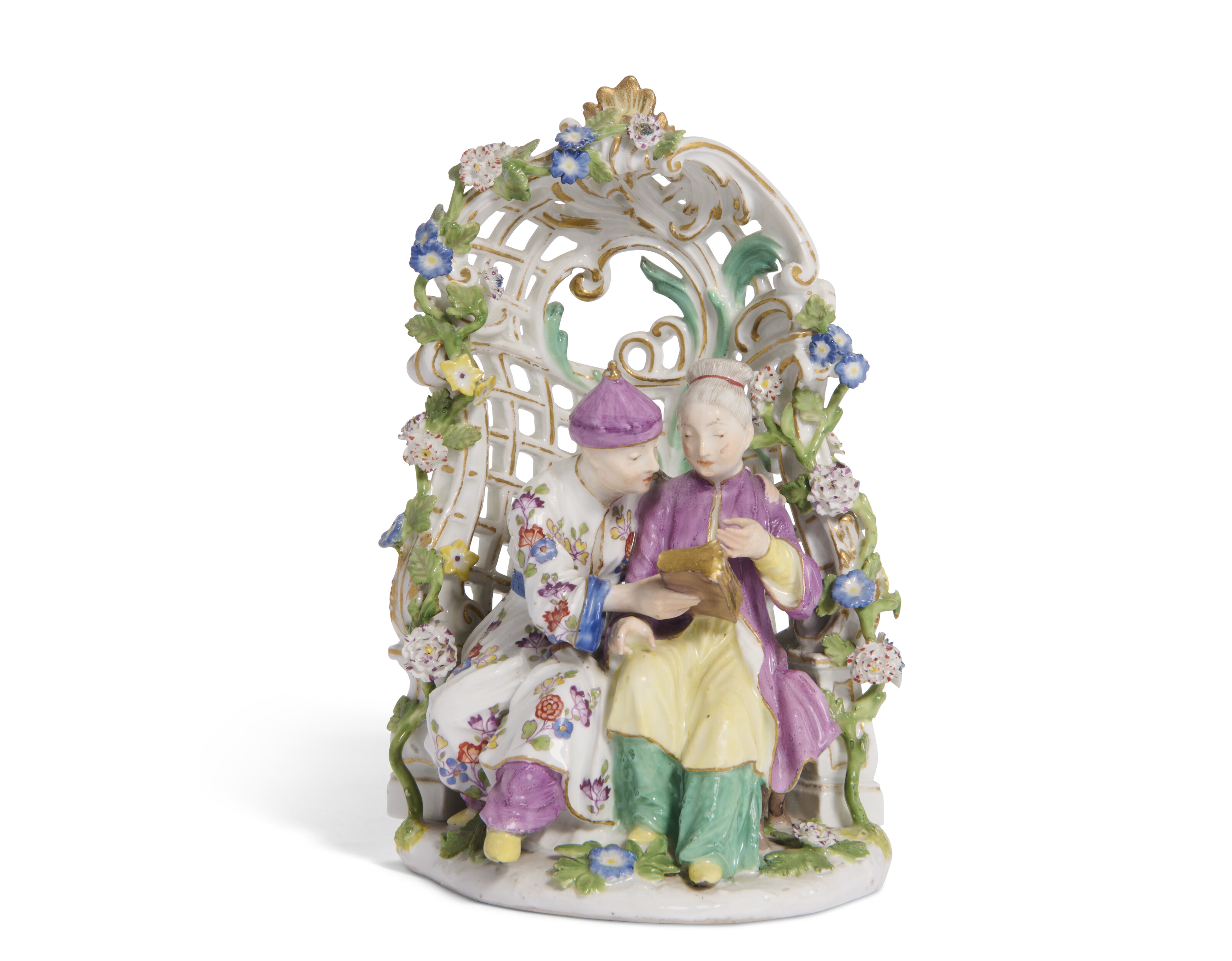 A MEISSEN PORCELAIN FLOWER-ENCRUSTED VASE, PROBABLY CIRCA 1750