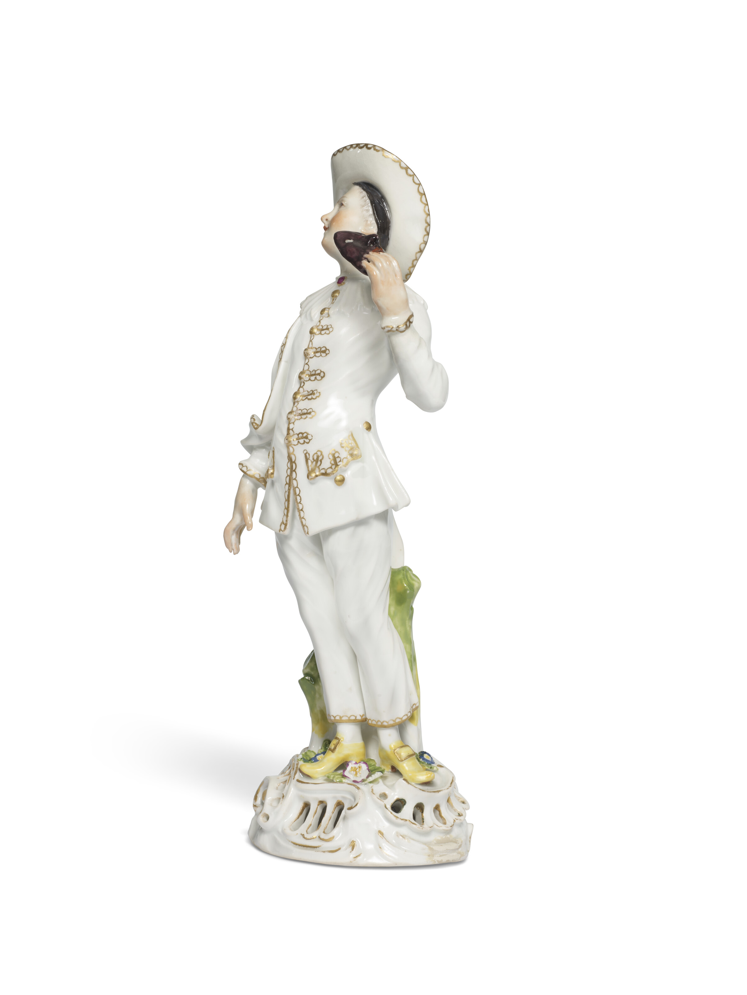 A PAIR OF MEISSEN PORCELAIN FIGURES OF PIERROT AND COLUMBINE 