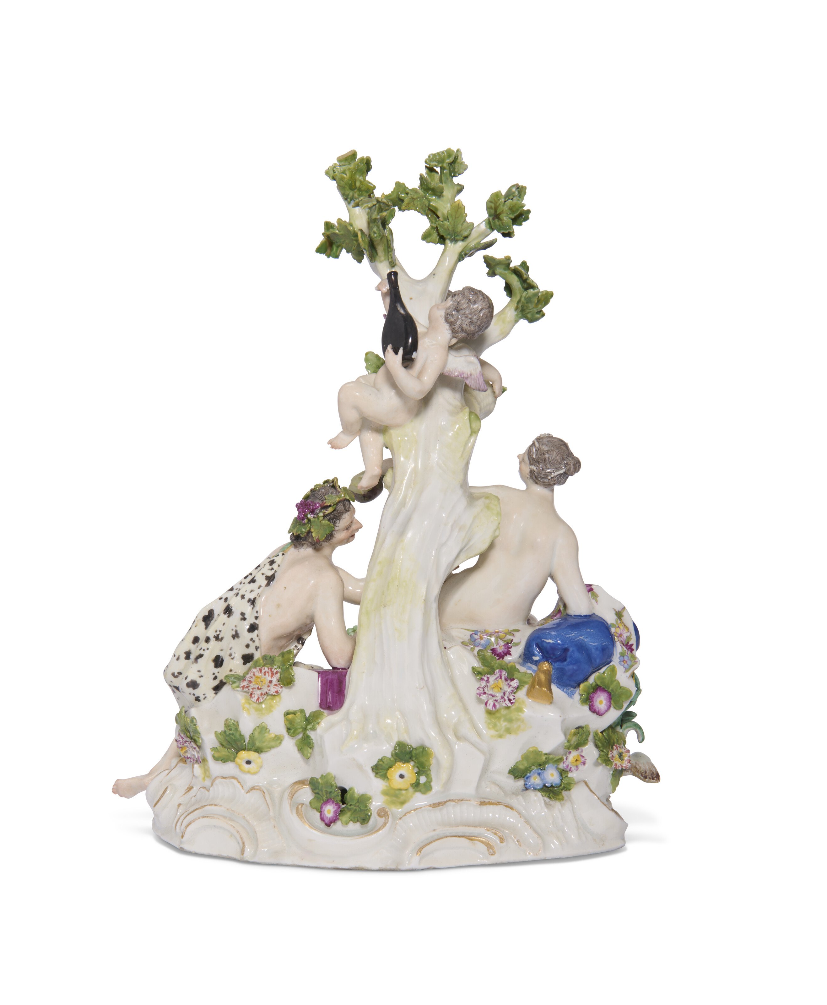 A MEISSEN PORCELAIN GROUP OF BACCHUS AND ARIANDE, CIRCA 1750, BLUE