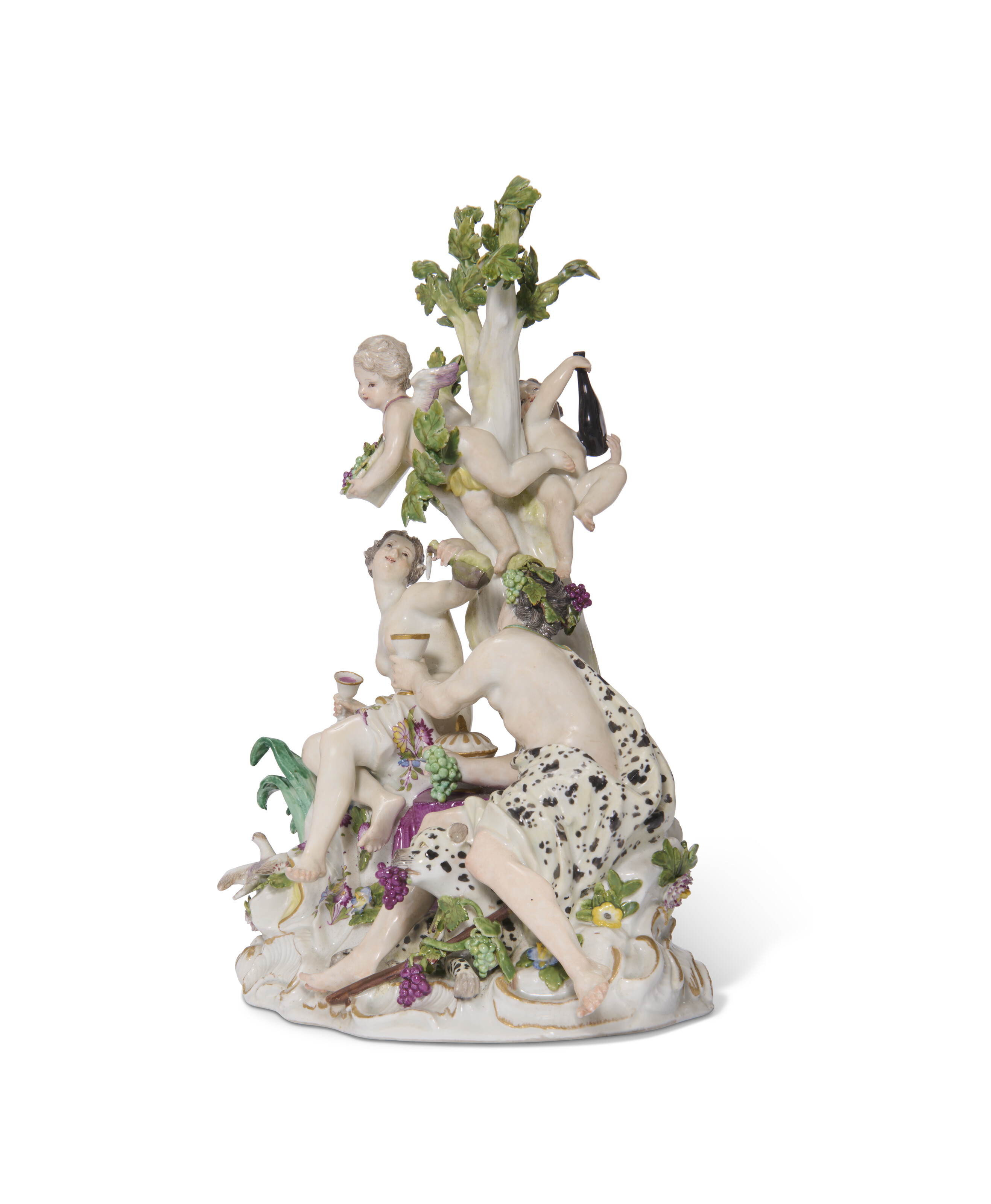 A MEISSEN PORCELAIN GROUP OF BACCHUS AND ARIANDE, CIRCA 1750, BLUE