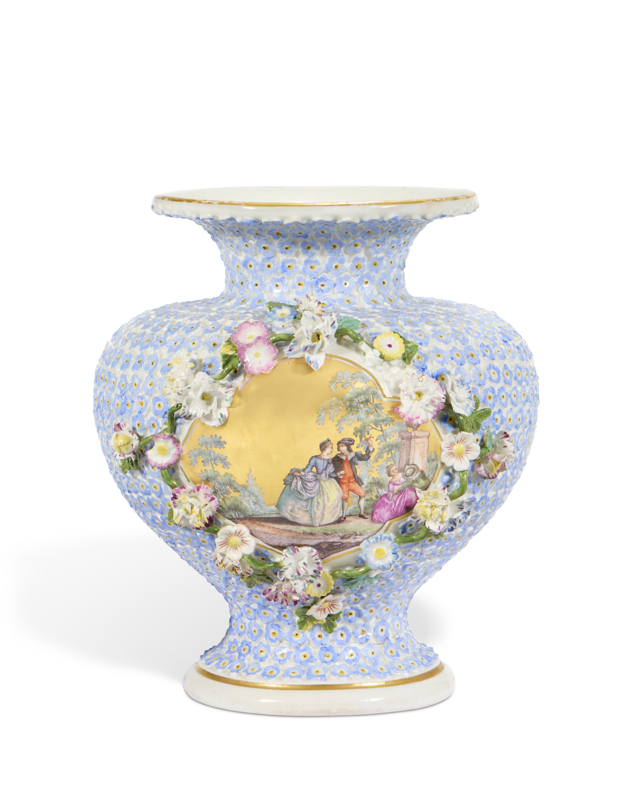 Meissen 花柄 花瓶 約29cm A MEISSEN PORCELAIN FLOWER-ENCRUSTED VASE, PROBABLY CIRCA 1750