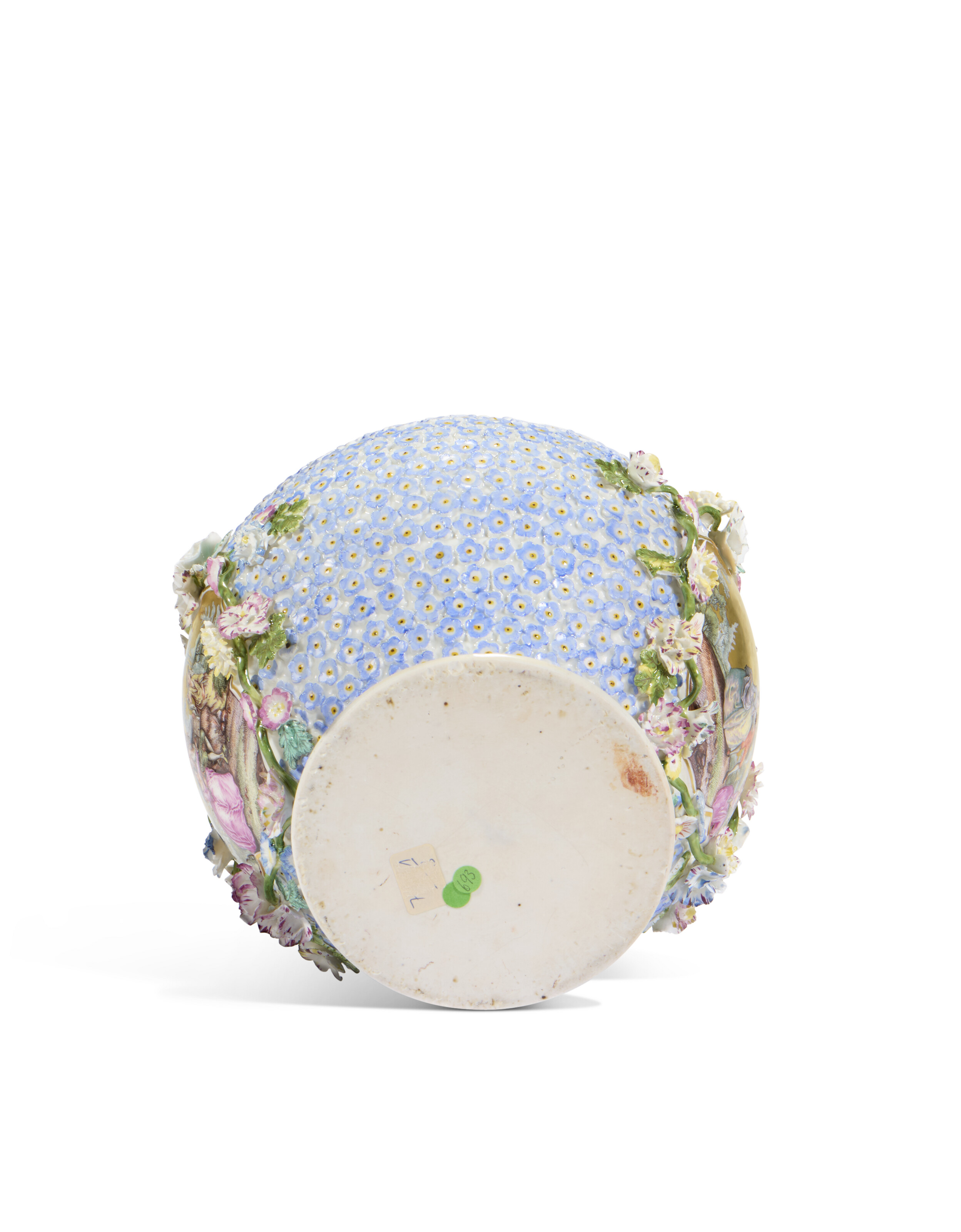 A MEISSEN PORCELAIN FLOWER-ENCRUSTED VASE, PROBABLY CIRCA
