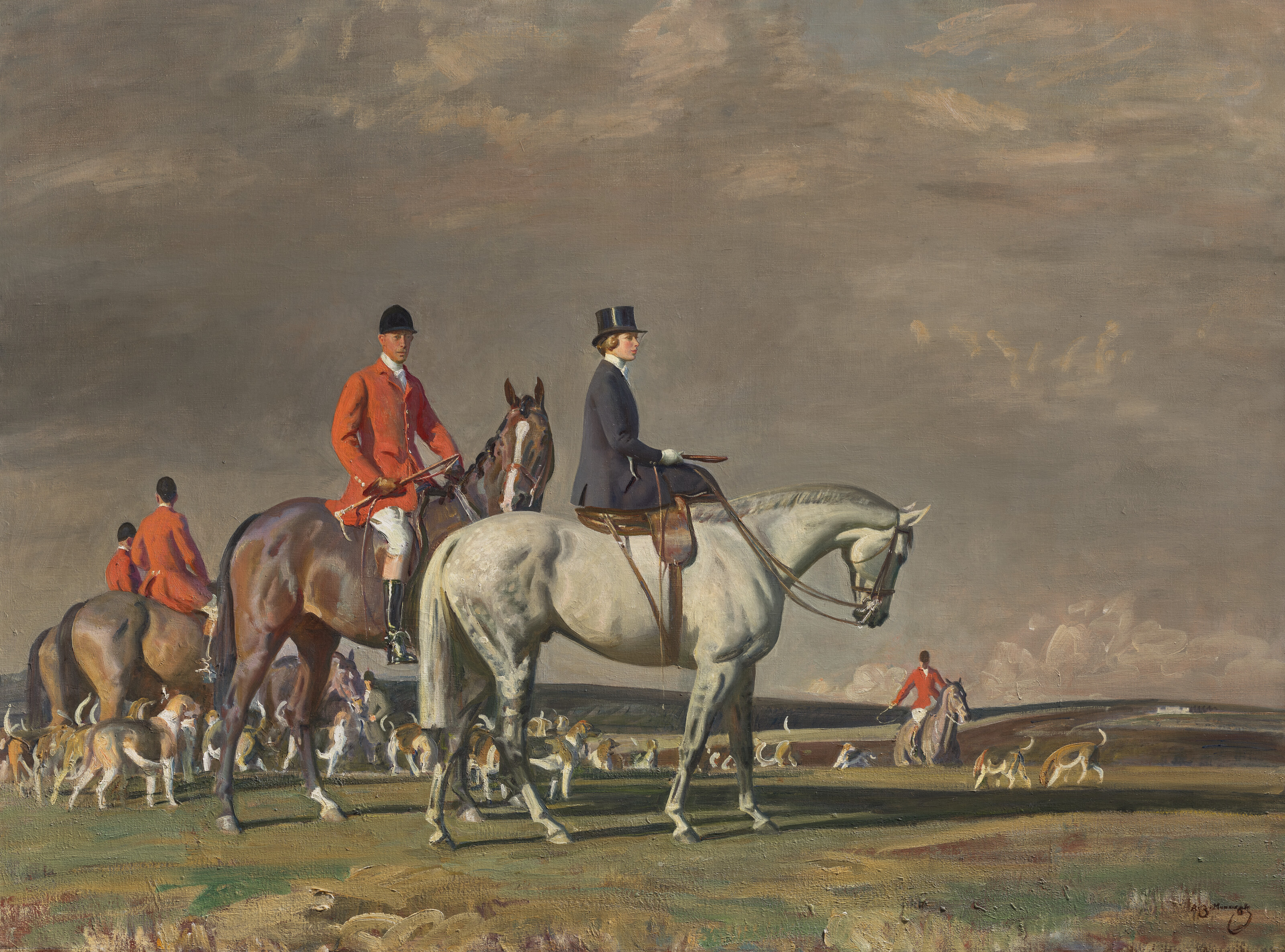 Sir Alfred James Munnings, H.R.H. The Princess Royal on ‘Portumna’, and the Earl of Harewood, Master of the Bramham Moor Hunt, on ‘Tommy’, offered in British and European Art on 4 June 2024 at Christie's in London