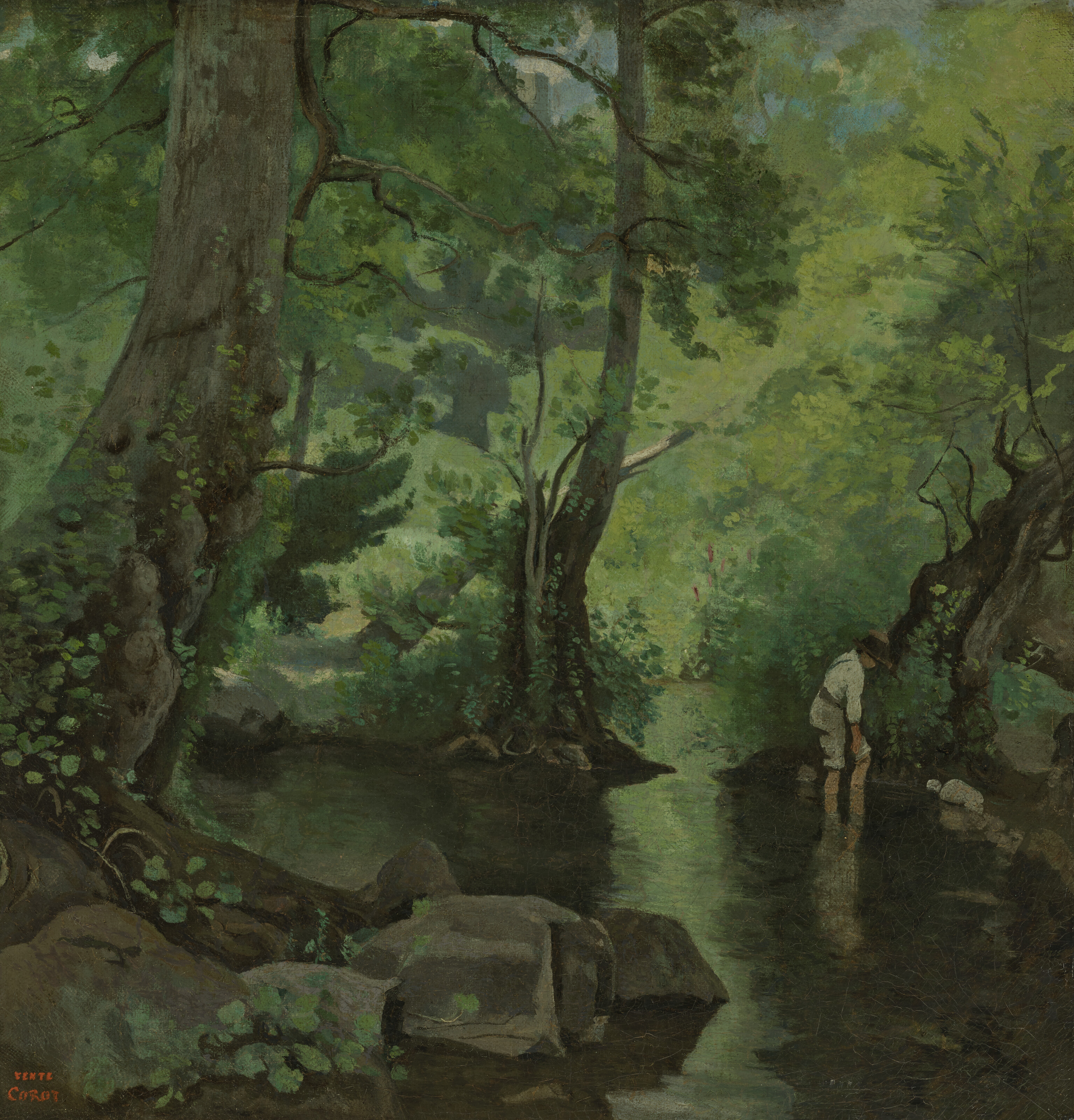 Jean-Baptiste-Camille Corot, Nemi. Le Pecheur d'ecrevisses, 1826-27, offered in British and European Art on 4 June 2024 at Christie's in London