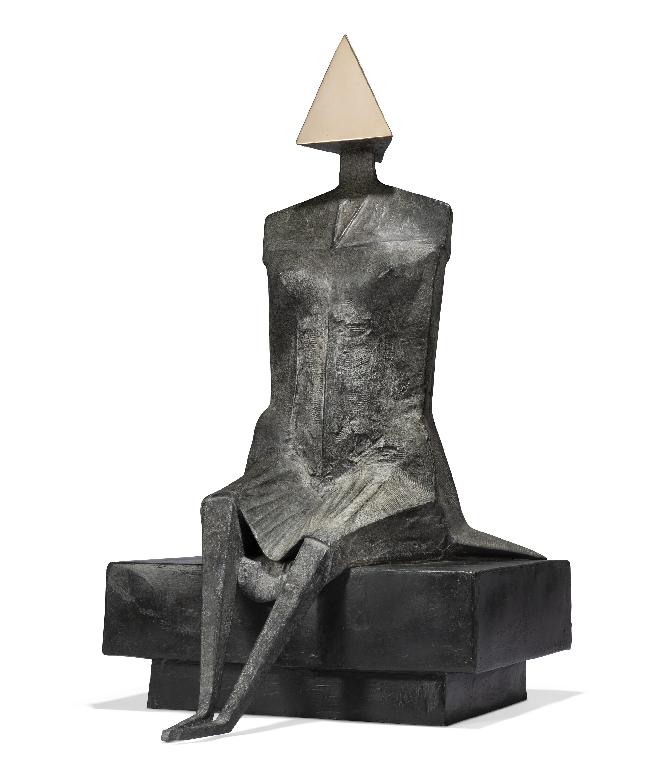 Lynn Chadwick, Second Girl Sitting on Bench, conceived in 1988 and cast in 1988, offered in the Modern British and Irish Art Evening Sale on 16 October 2024 at Christie's in London