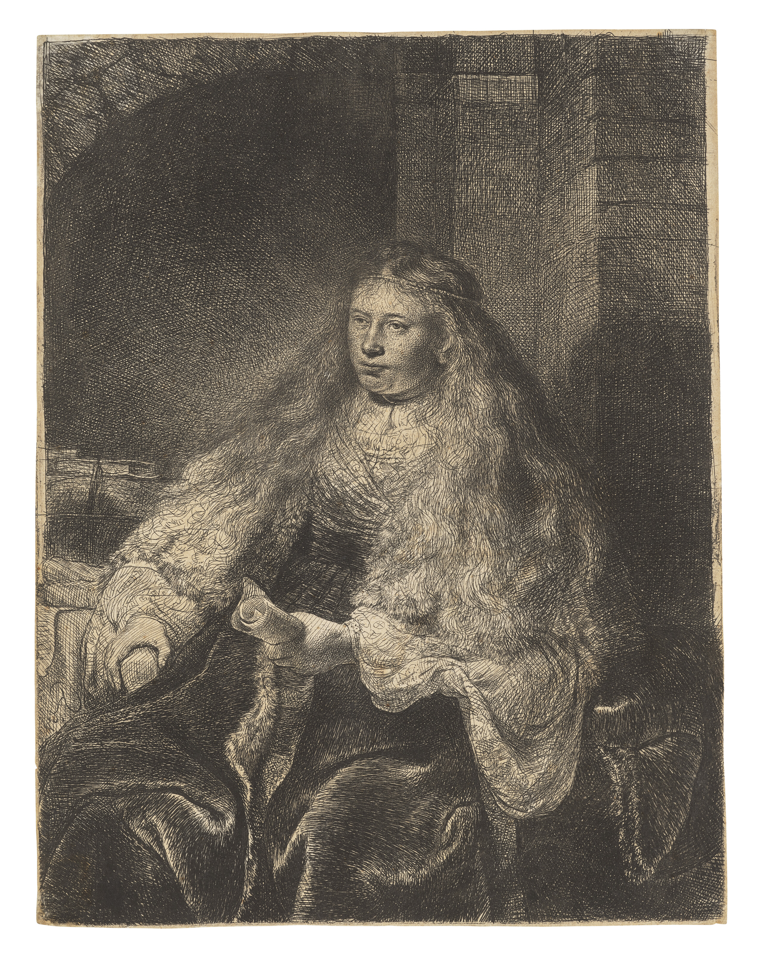 Rembrandt, The Great Jewish Bride, 1635, offered in The Sam Josefowitz Collection: Graphic Masterpieces by Rembrandt van Rijn - Part II on 5 December 2024 at Christie's in London