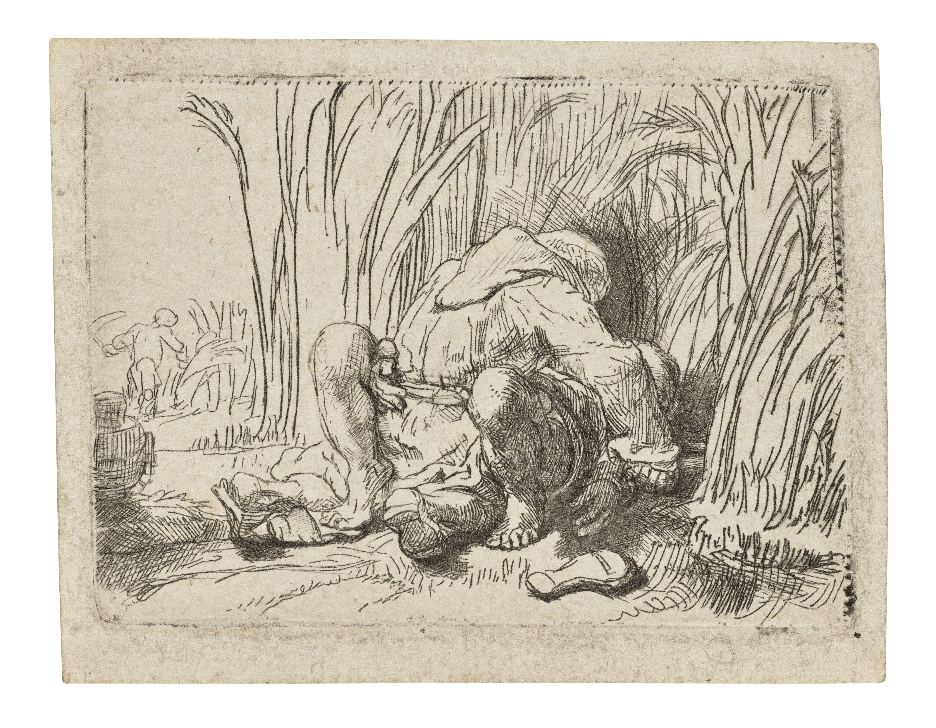 Rembrandt, The Monk in the Cornfield, circa 1646, offered in The Sam Josefowitz Collection: Graphic Masterpieces by Rembrandt van Rijn - Part II on 5 December 2024 at Christie's in London