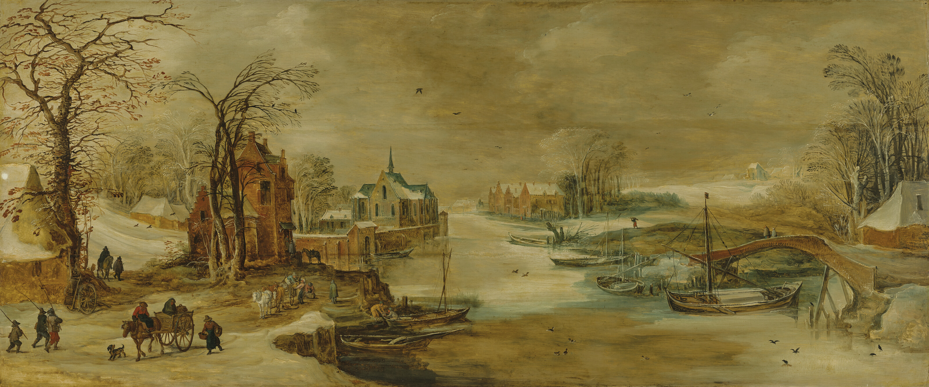 Jan Brueghel the Elder and Joos de Momper the Younger, A winter river landscape with travellers on a path, offered in Old Masters Part I on 3 December 2024 at Christie's in London