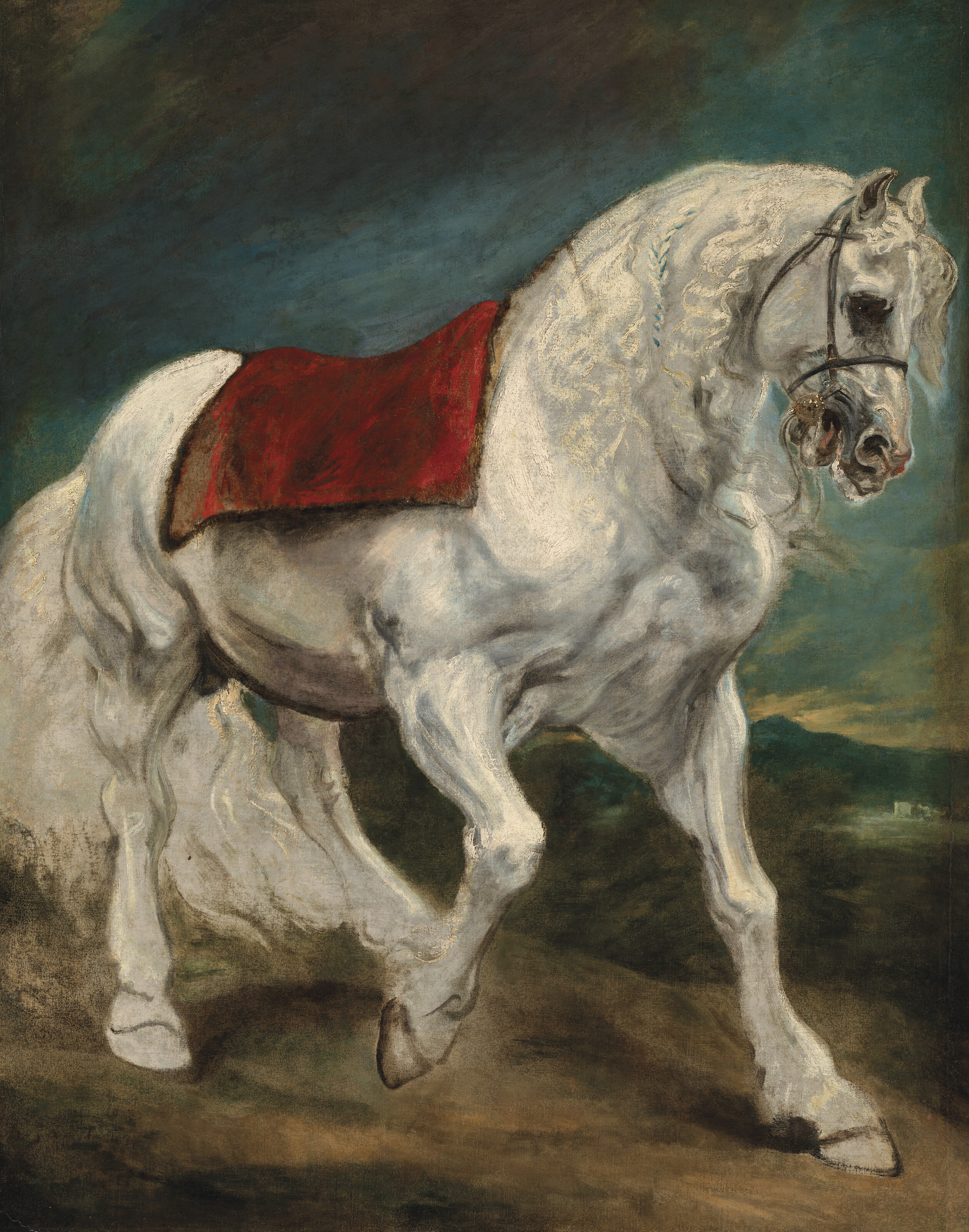 Sir Anthony van Dyck, An Andalusian horse (recto); A wooded landscape - a sketch (verso), offered in Old Masters Part I on 3 December 2024 at Christie's in London