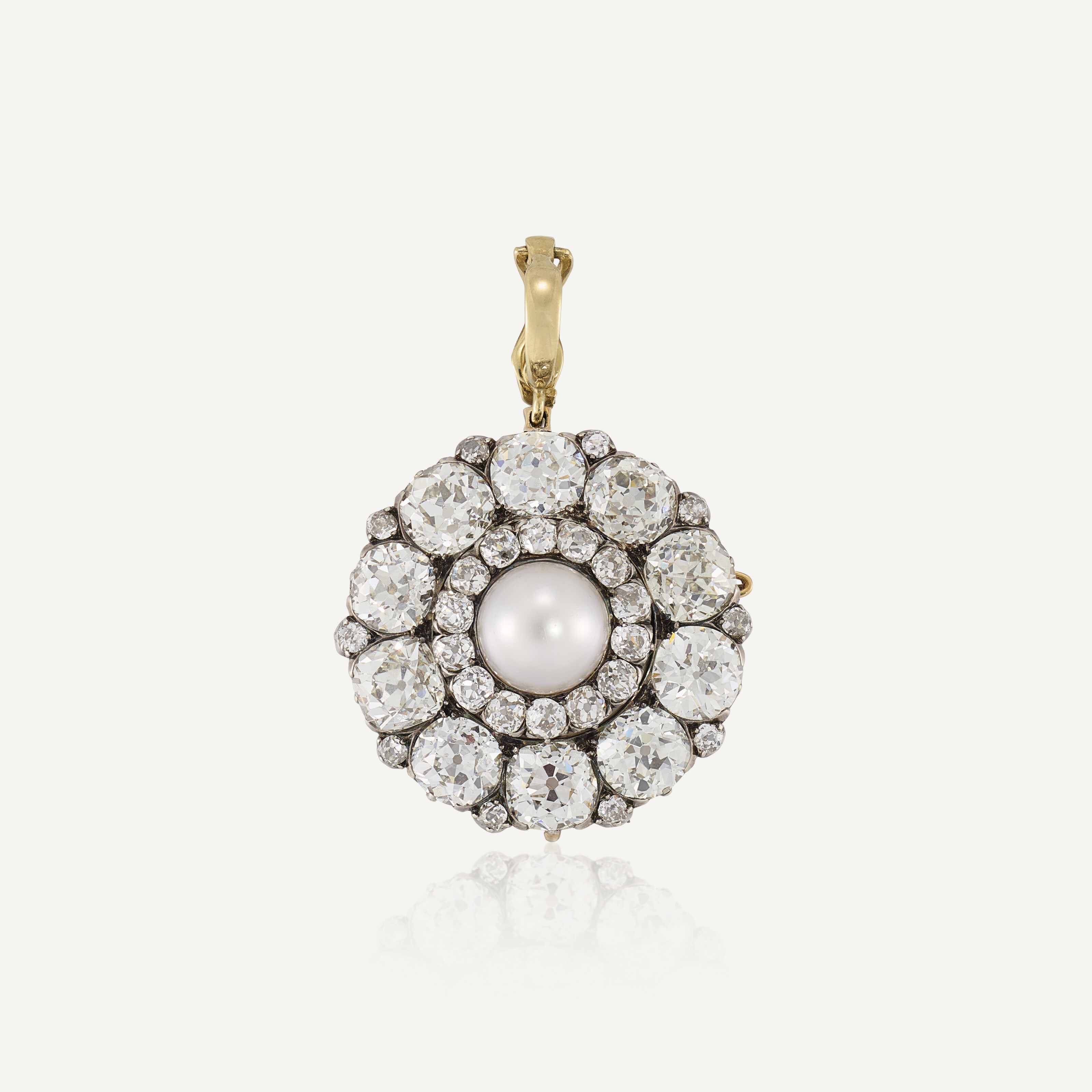 LATE 19TH CENTURY NATURAL PEARL AND DIAMOND PENDANT/BROOCH, Christie’s