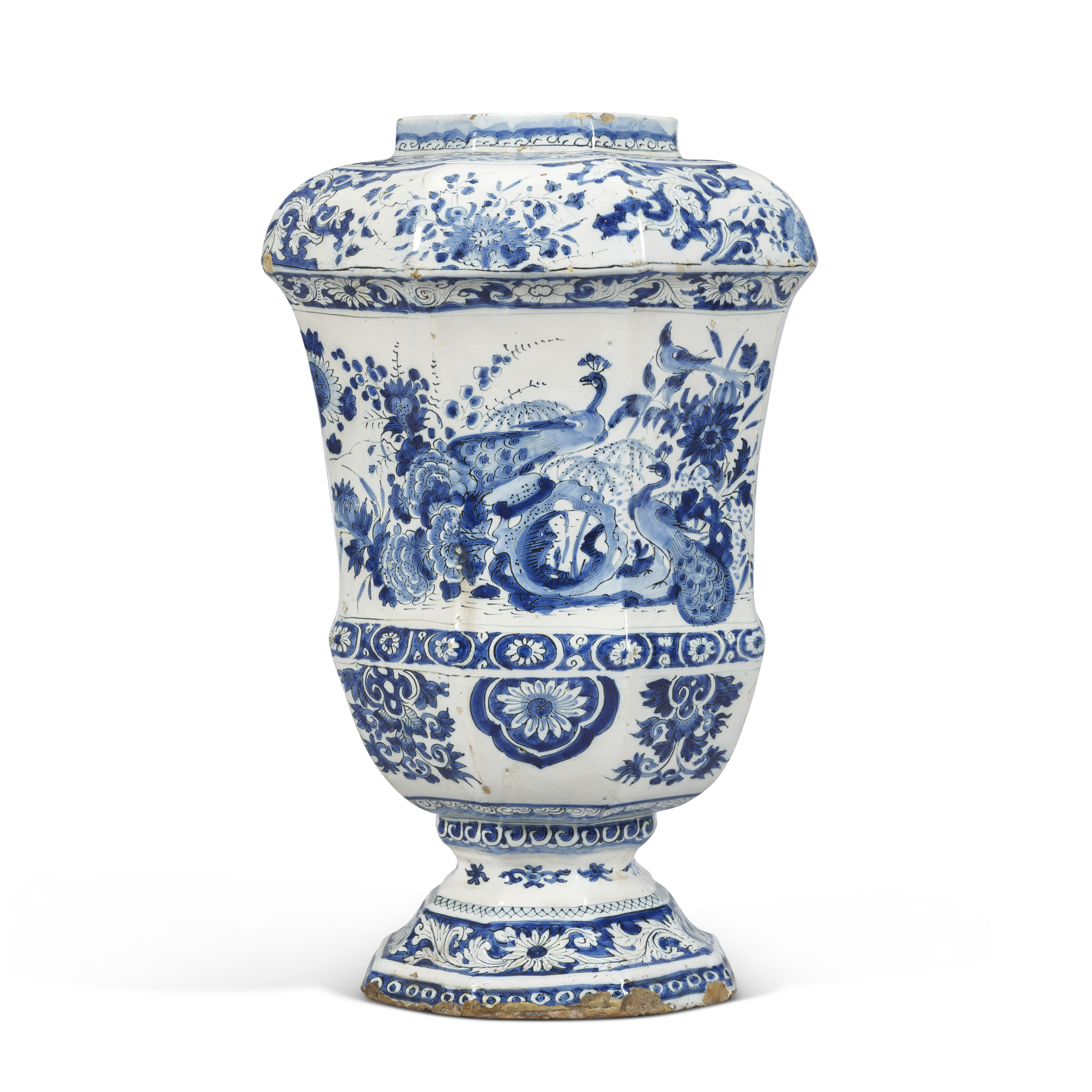 Blue & White Porcelain Octagonal Wine Jar Vase