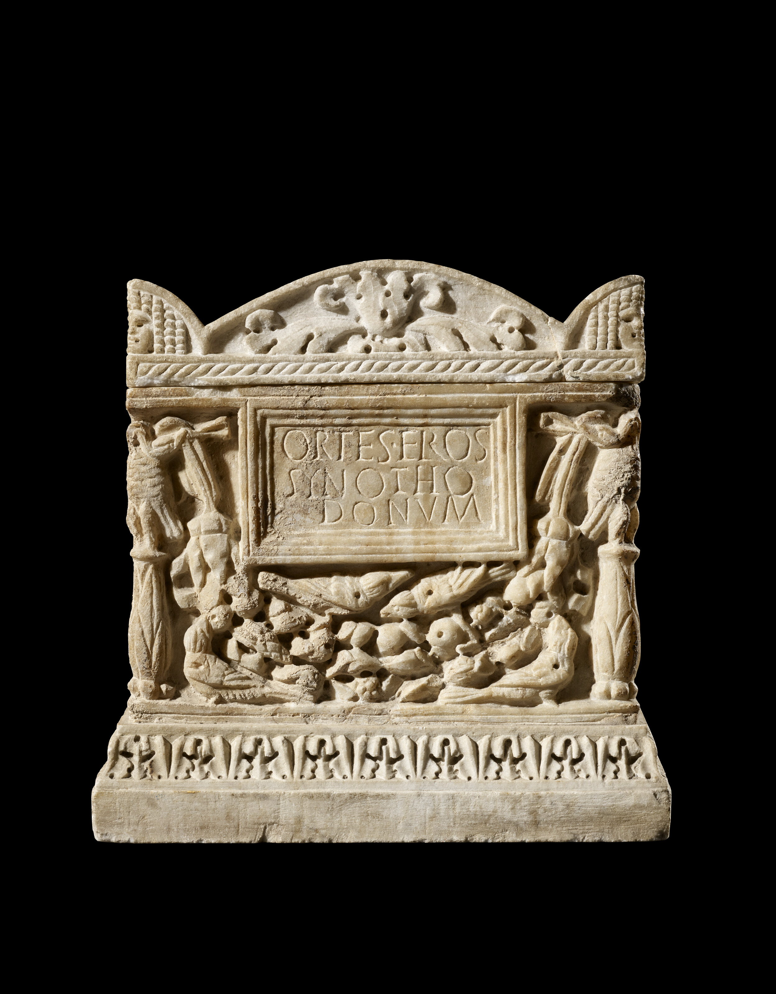 A Roman marble cinerary urn, circa late 1st-early 2nd century AD., with 18th century restorations attributed to Bartolomeo Cavaceppi (1716-1799). 10¼ x 10¼ x 7 in (26 x 26 x 18 cm). Estimate: £30,000–50,000. Offered in Antiquities from The Mougins Museum of Classical Art on 4 December 2024 at Christie’s in London