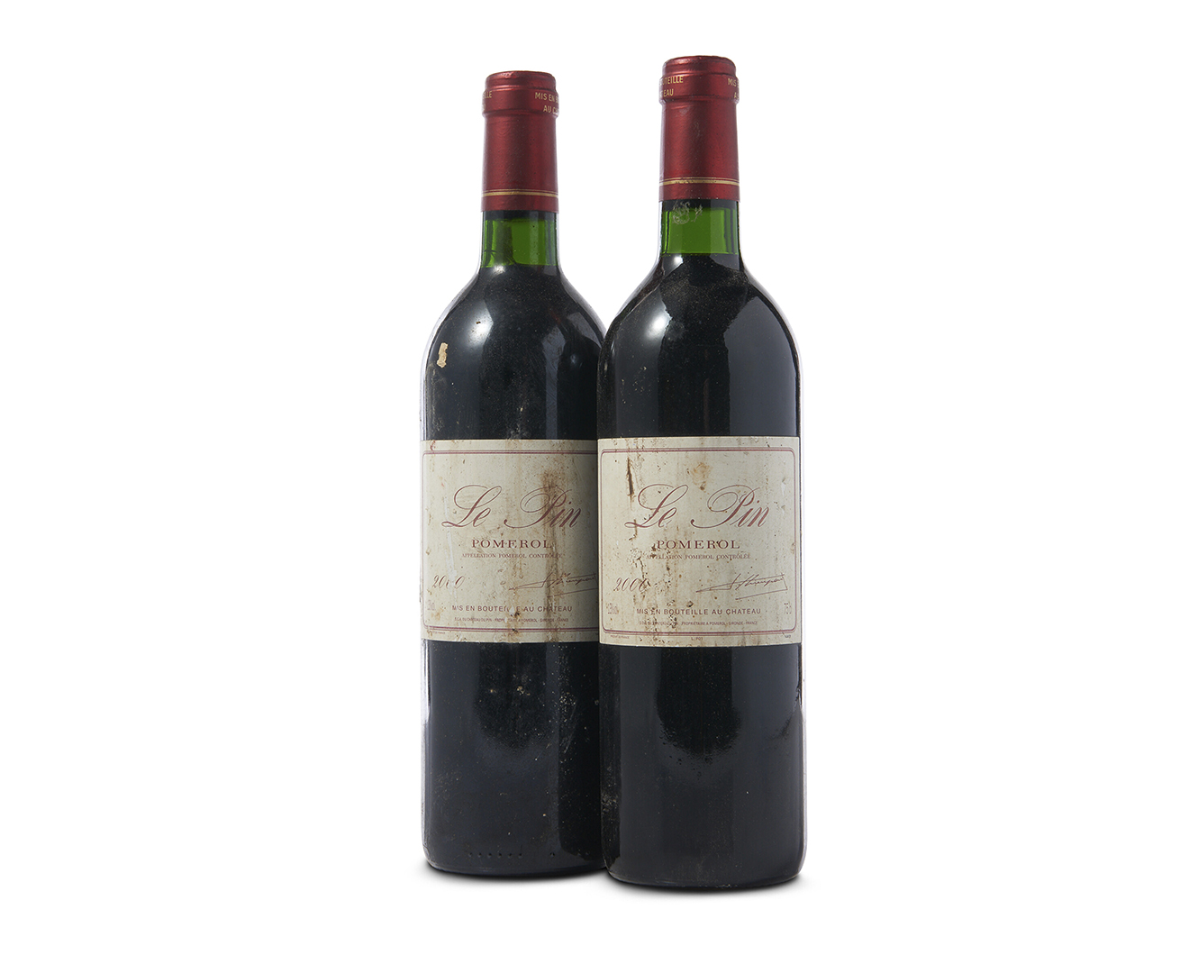 Le Pin, Pomerol 1996, Badly bin-soiled, damp-stained and slightly