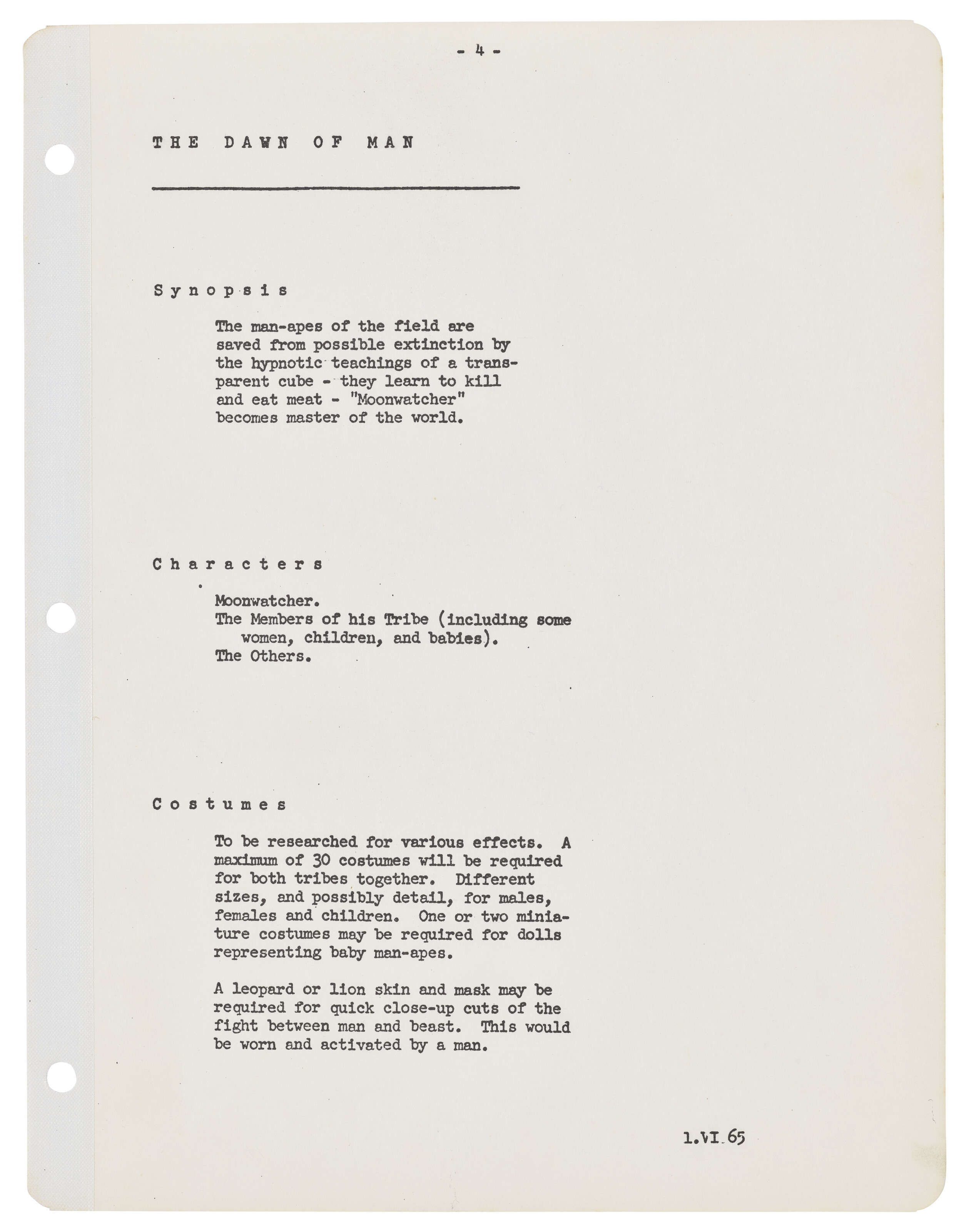 Production notes for 2001: A Space Odyssey, compiled by Victor Lyndon, offered in Science Fiction and Fantasy, 28 November to 12 December 2024 at Christie's Online
