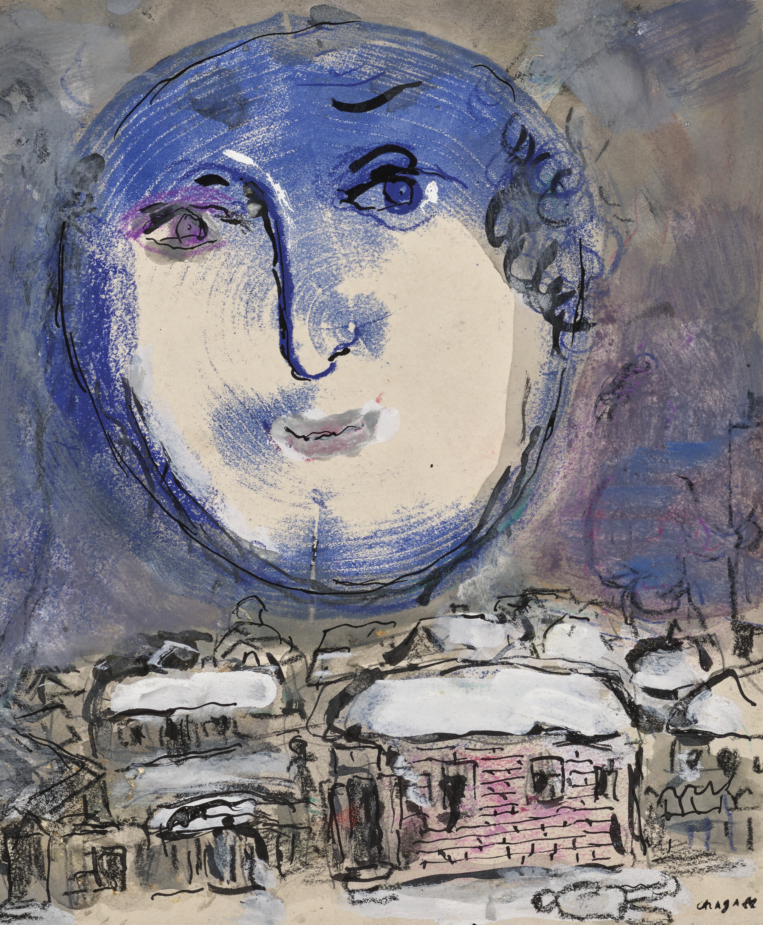 Marc Chagall, Lune-visage, 1968, offered in Marc Chagall - a Dialogue of Self and Soul: Works Formerly from the Artist’s Estate until 26 June 2024 at Christie's Online