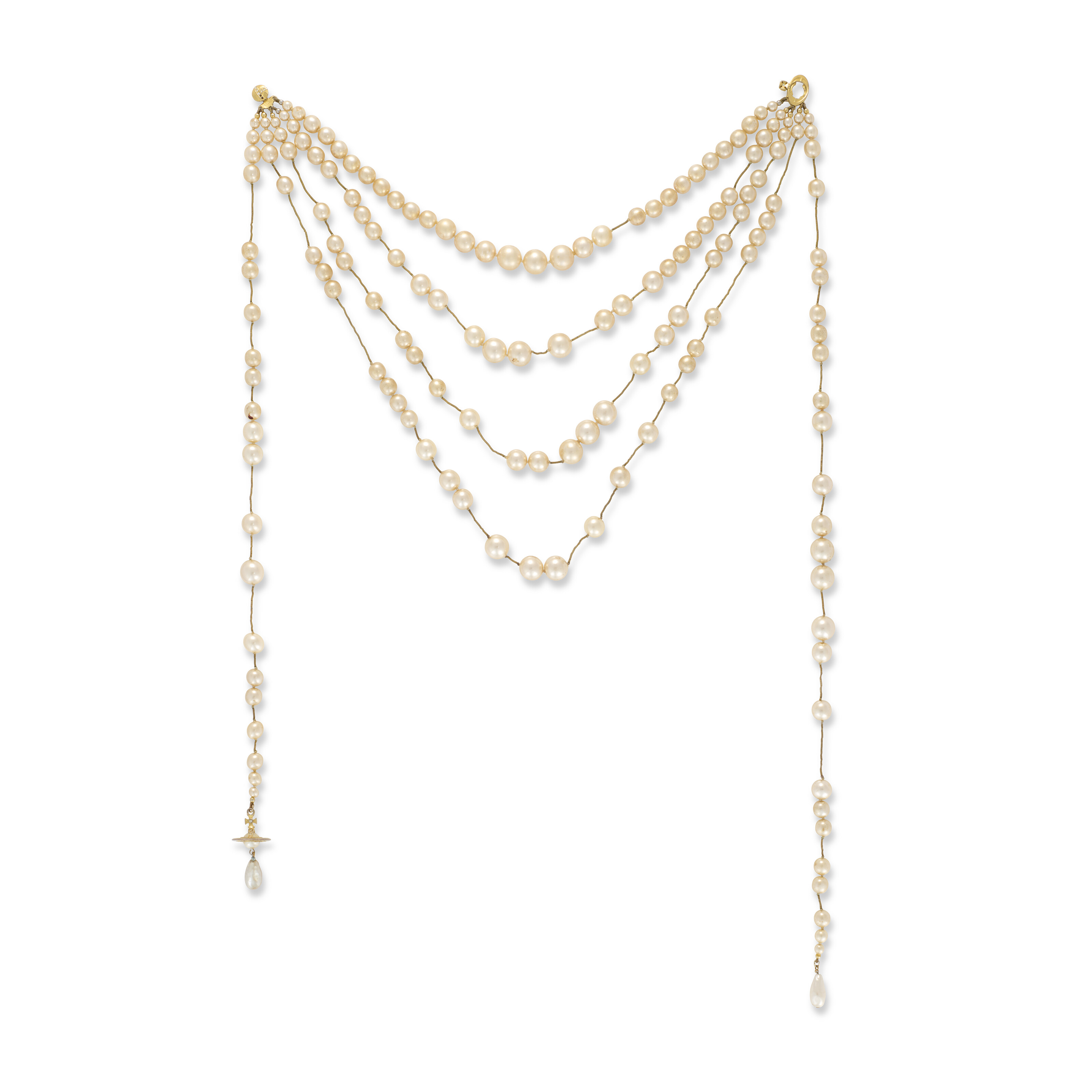 VIVIENNE WESTWOOD, CIRCA 1990, A FAUX PEARL FOUR STRAND NECKLACE