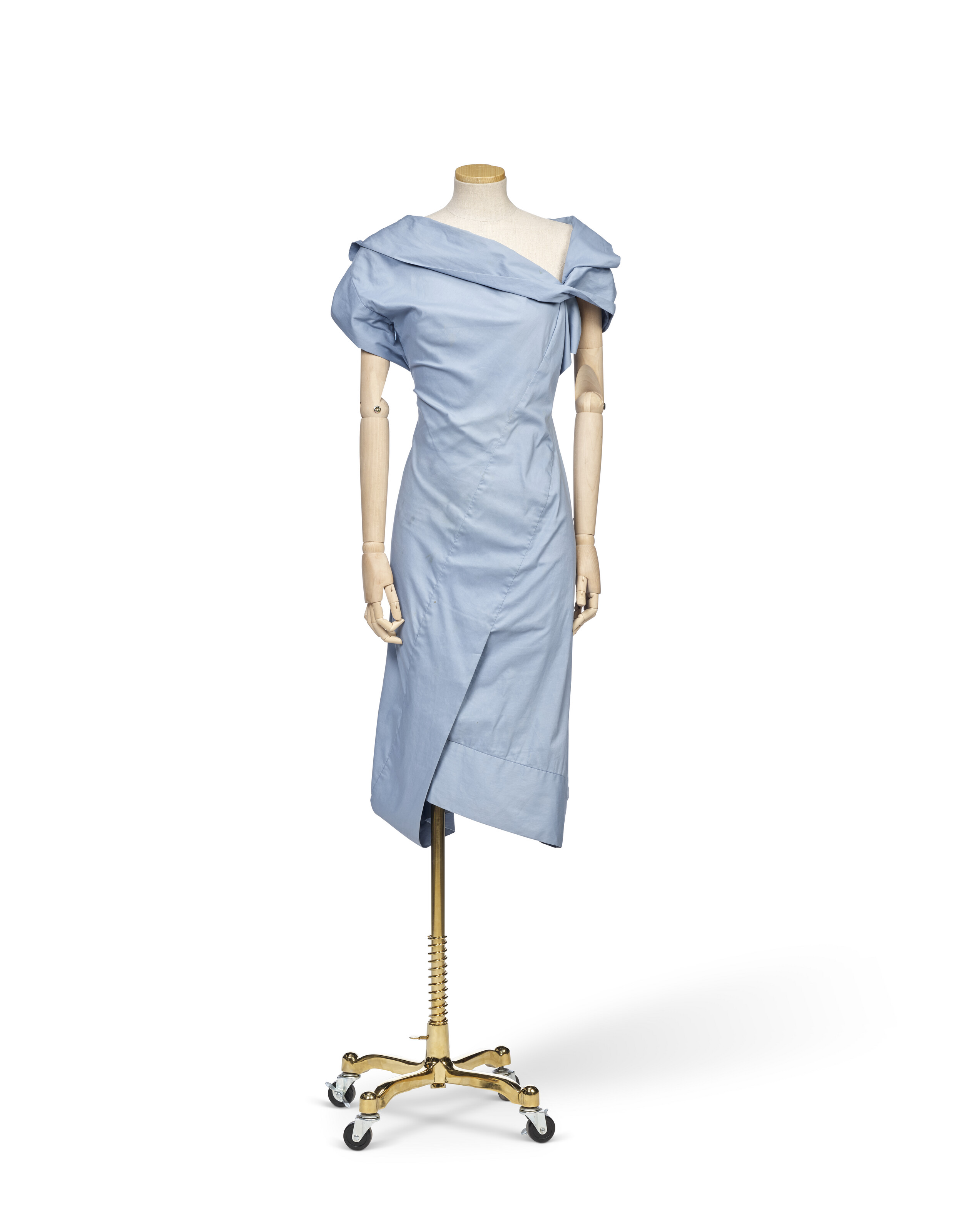 Vivienne Westwood Couture Spring 1998 Blue & White Striped Midi Dress