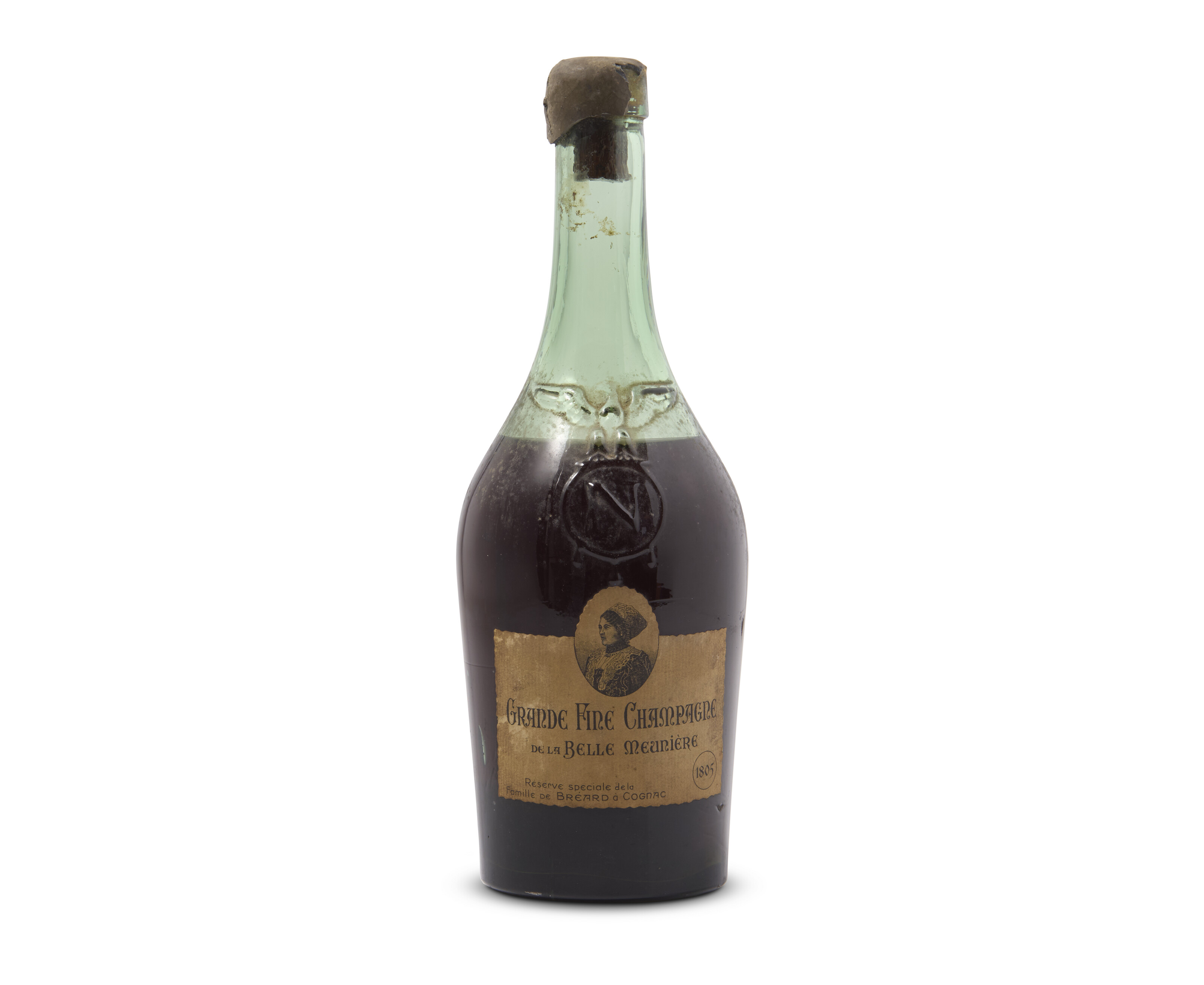 Napoléon Cognac 1800, No capsule. Exposed short cork. Embossed
