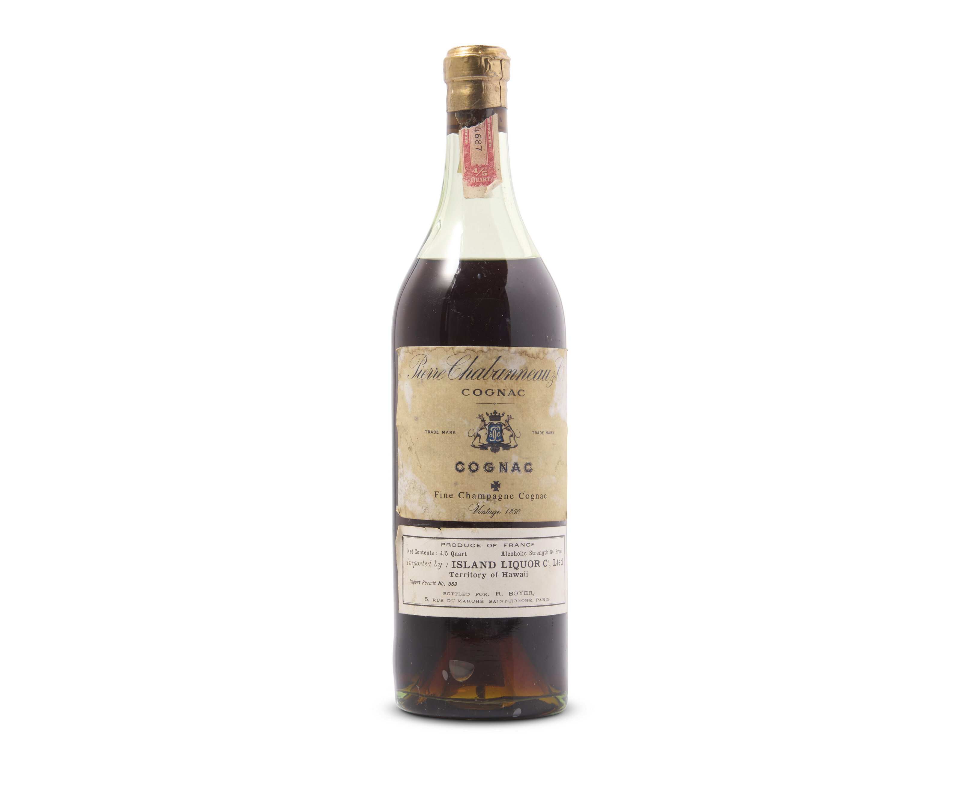 Pierre Chabanneau & Co, Fine Champagne Cognac 1850, Ex Christie's