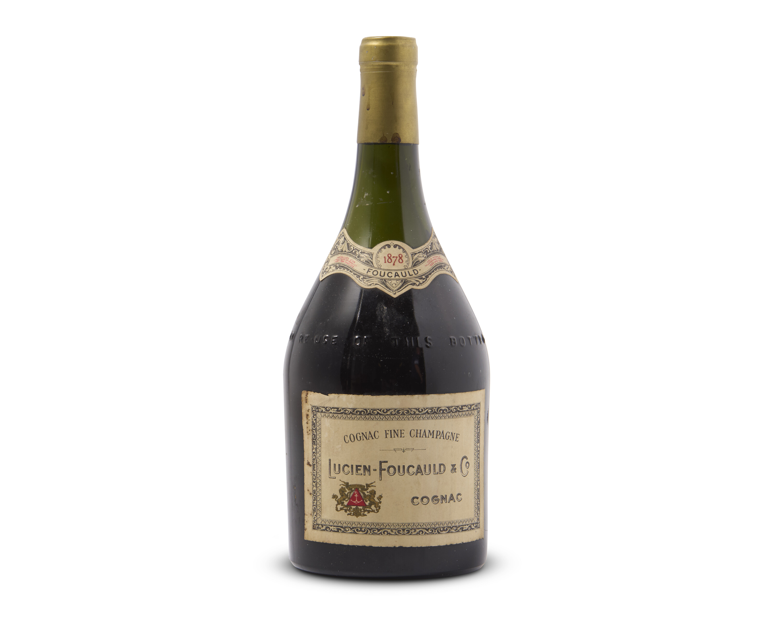Lucien Foucauld & Co, Fine Champagne Cognac 1878, Bin-soiled label 