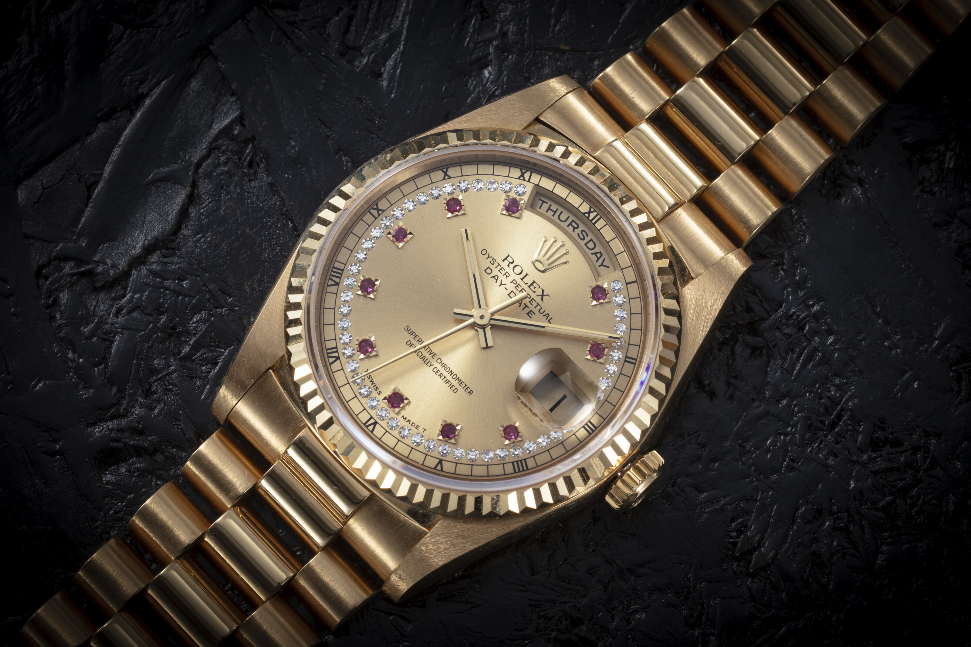 ROLEX, DAY-DATE REF. 18238 'STRING DIAL', A GOLD AUTOMATIC