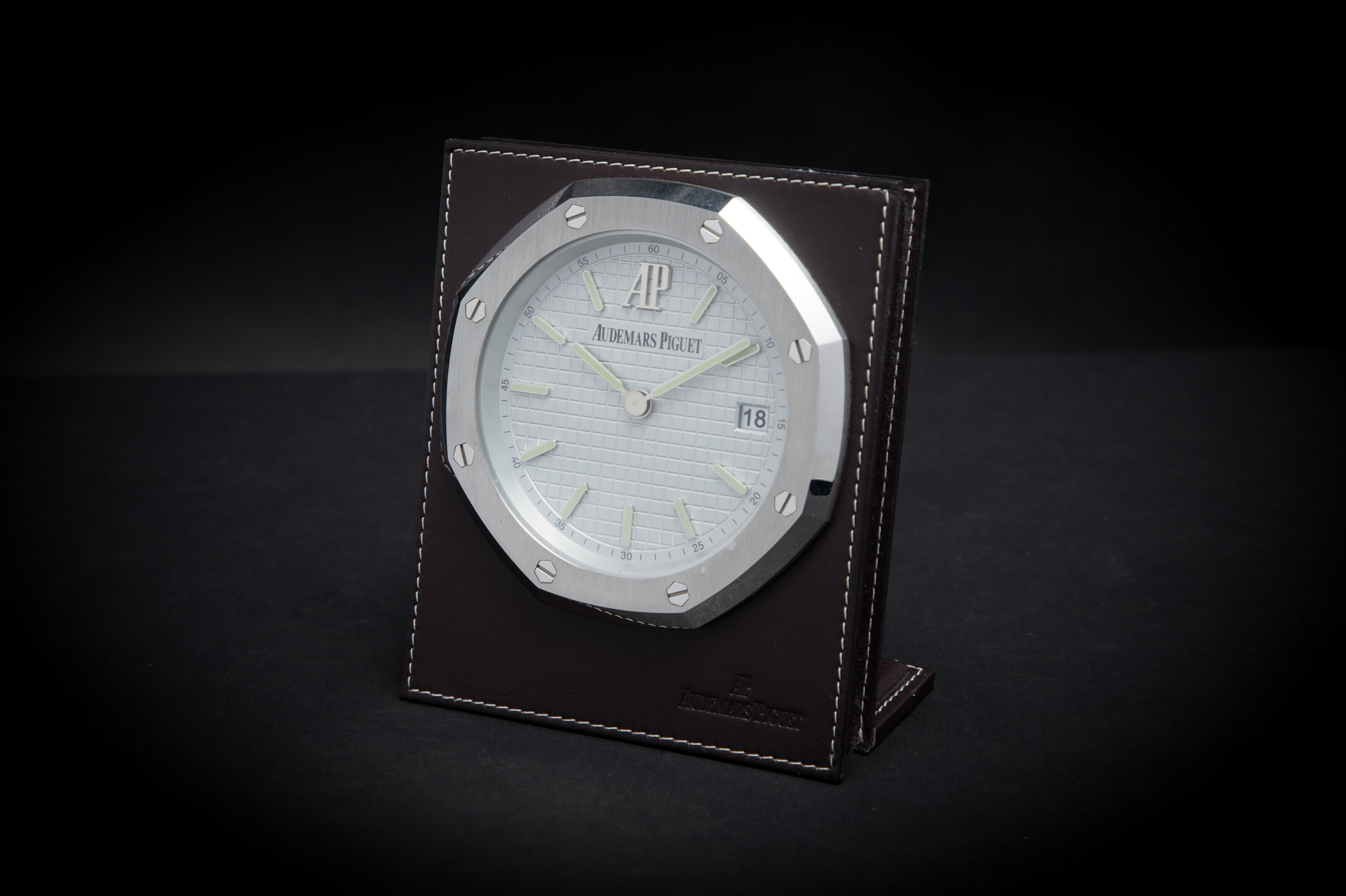 AUDEMARS PIGUET, STAINLESS STEEL AND LEATHER 'ROYAL OAK' DESK
