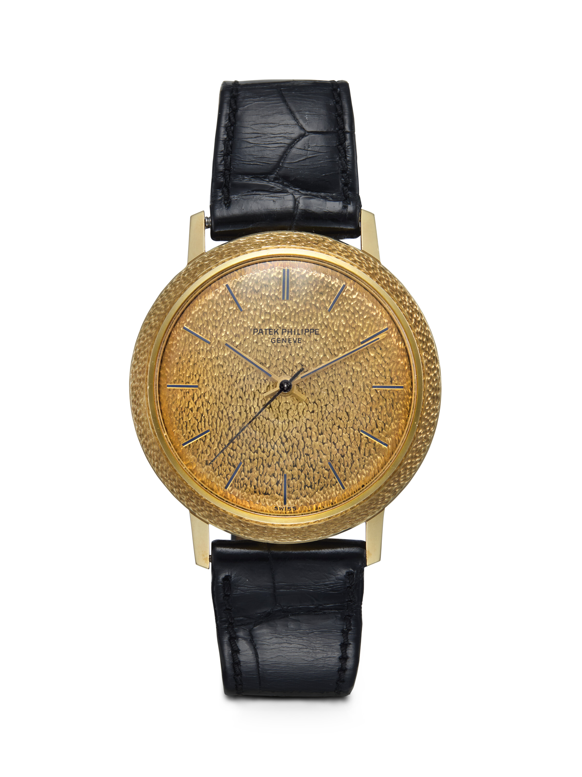 PATEK PHILIPPE REF. 3569 AN ATTRACTIVE 18k GOLD AUTOMATIC WRISTWATCH WITH A MATCHING TEXTURED BEZEL AND DIAL
