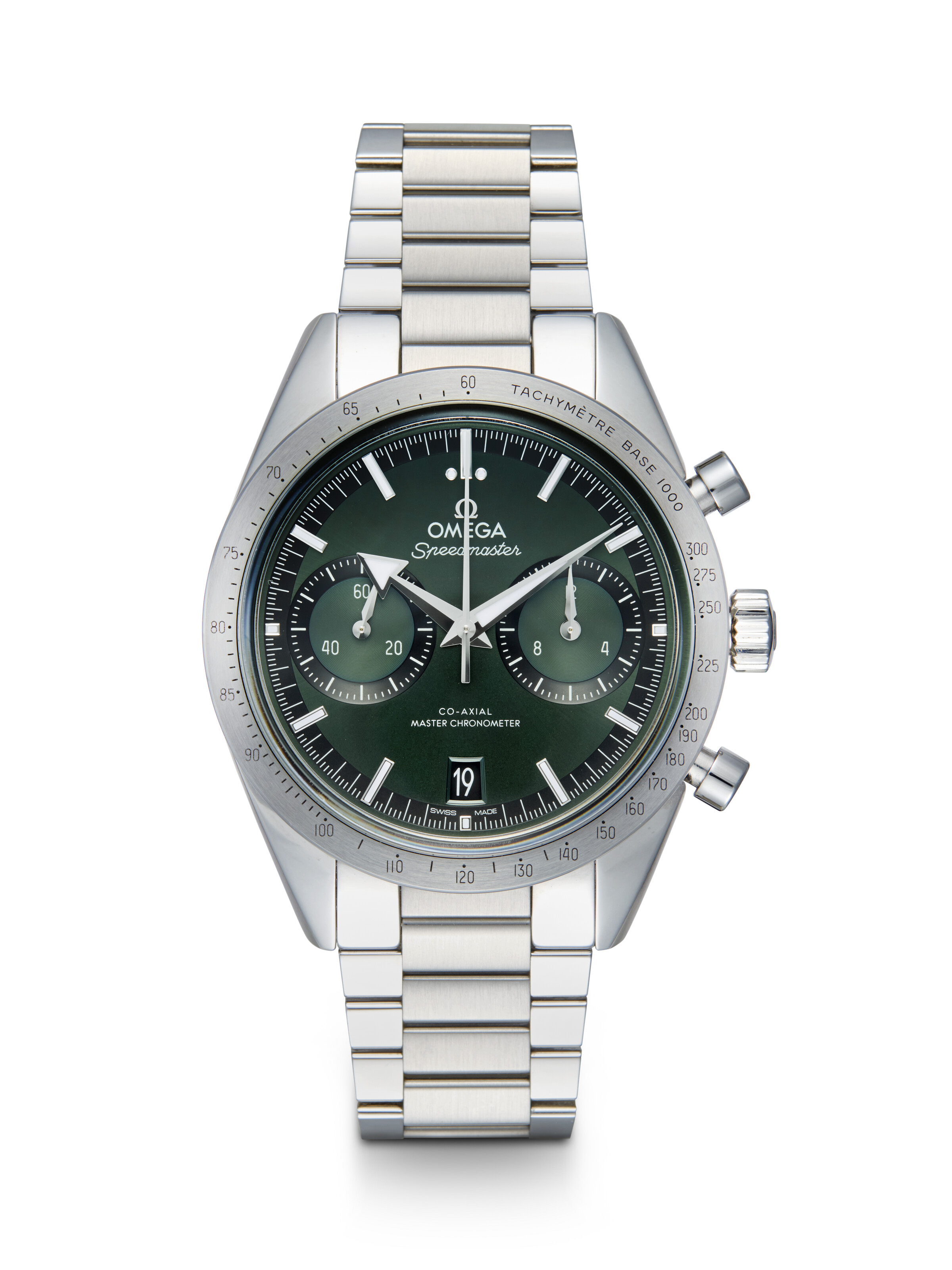 OMEGA SPEEDMASTER 57 AN ATTRACTIVE STEEL MANUAL WINDING CHRONOGRAPH WRISWATCH WITH CO AXIAL ESCAPEMENT CASE NUMBER 84 318 920 Christie s