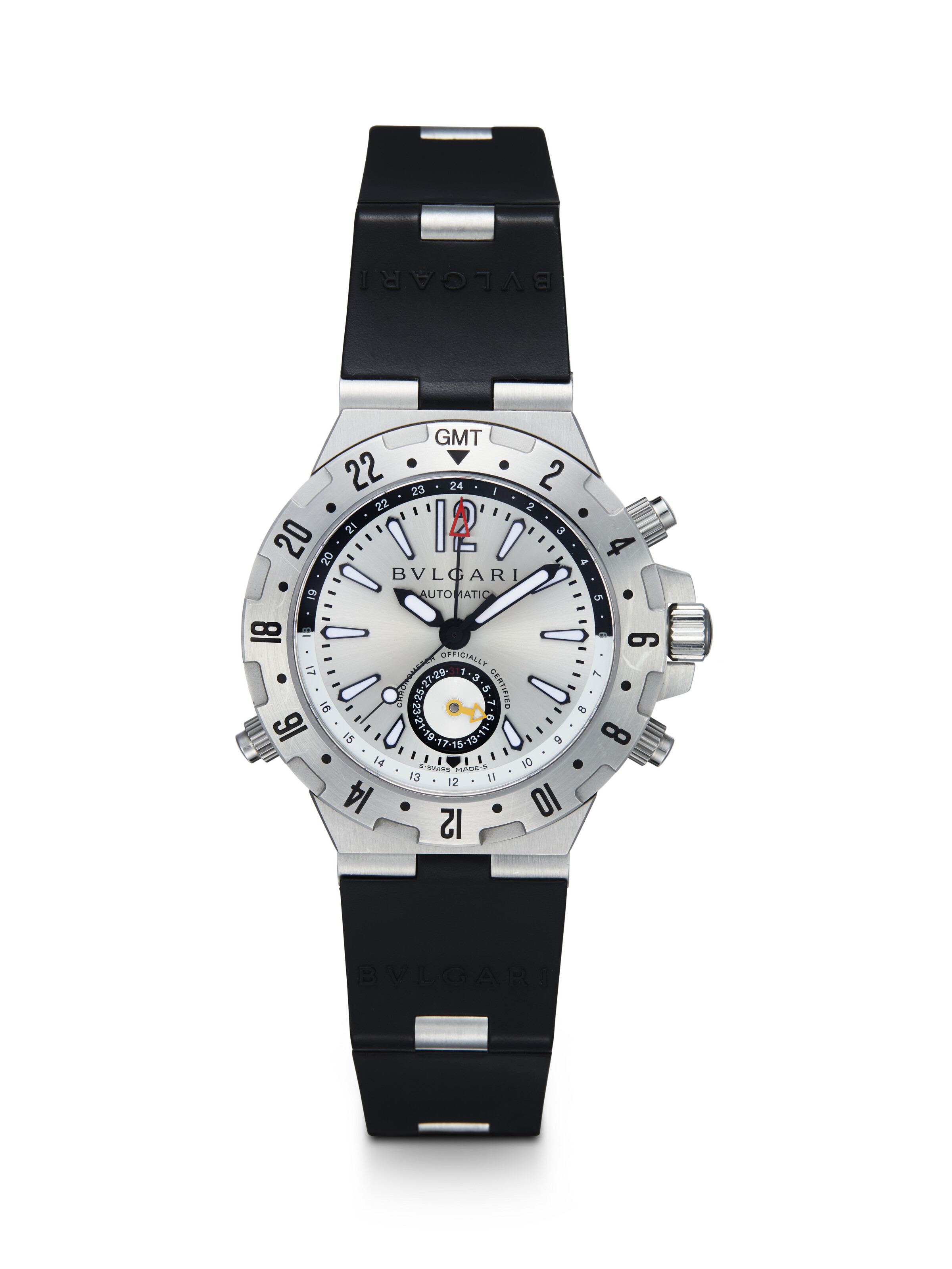 BULGARI, DIAGONO PROFESSIONAL GMT, AN ATTRACTIVE STAINLESS STEEL