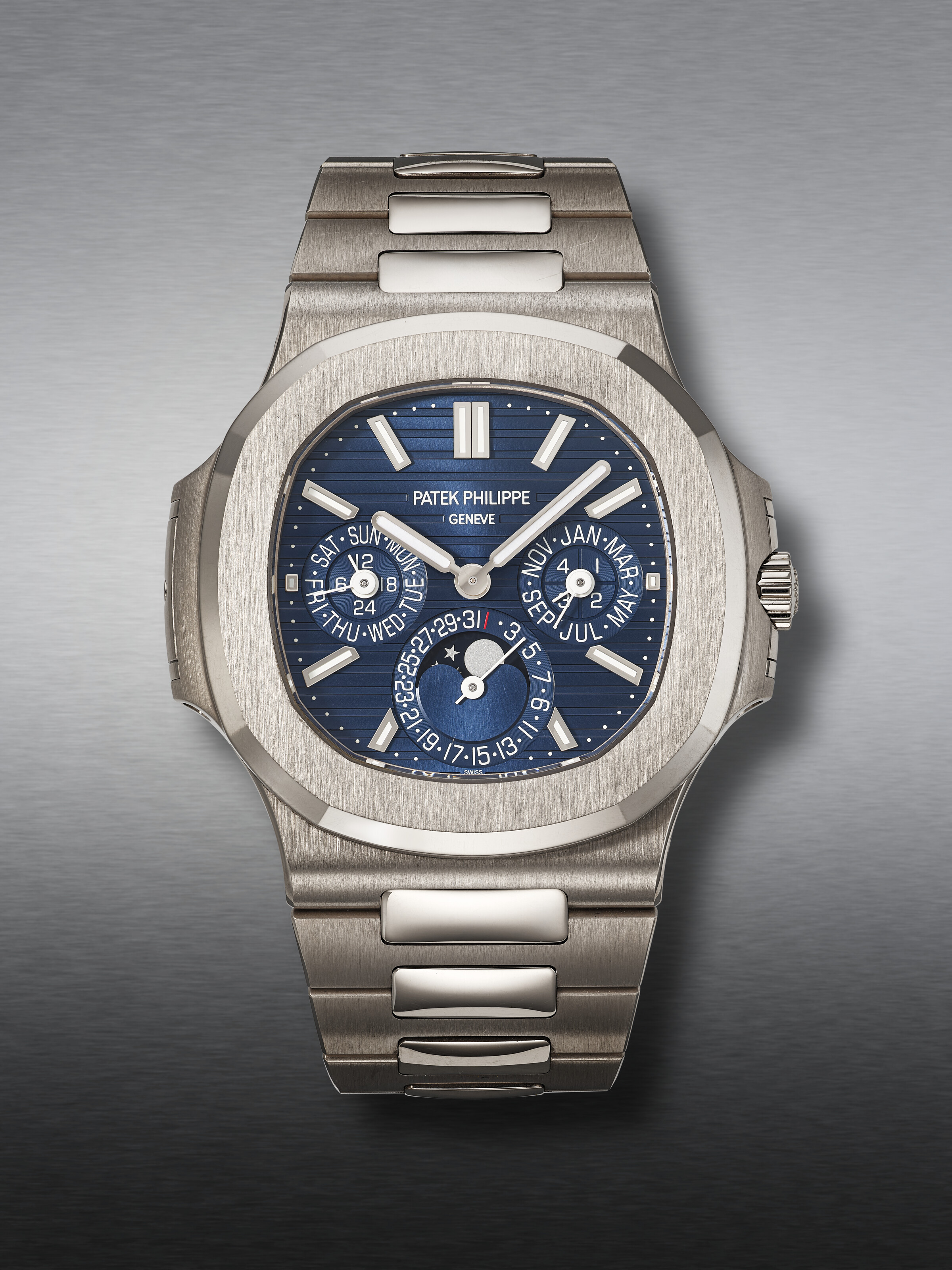 PATEK PHILIPPE, WHITE GOLD PERPETUAL CALENDAR 'NAUTILUS', REF. 5740/1G