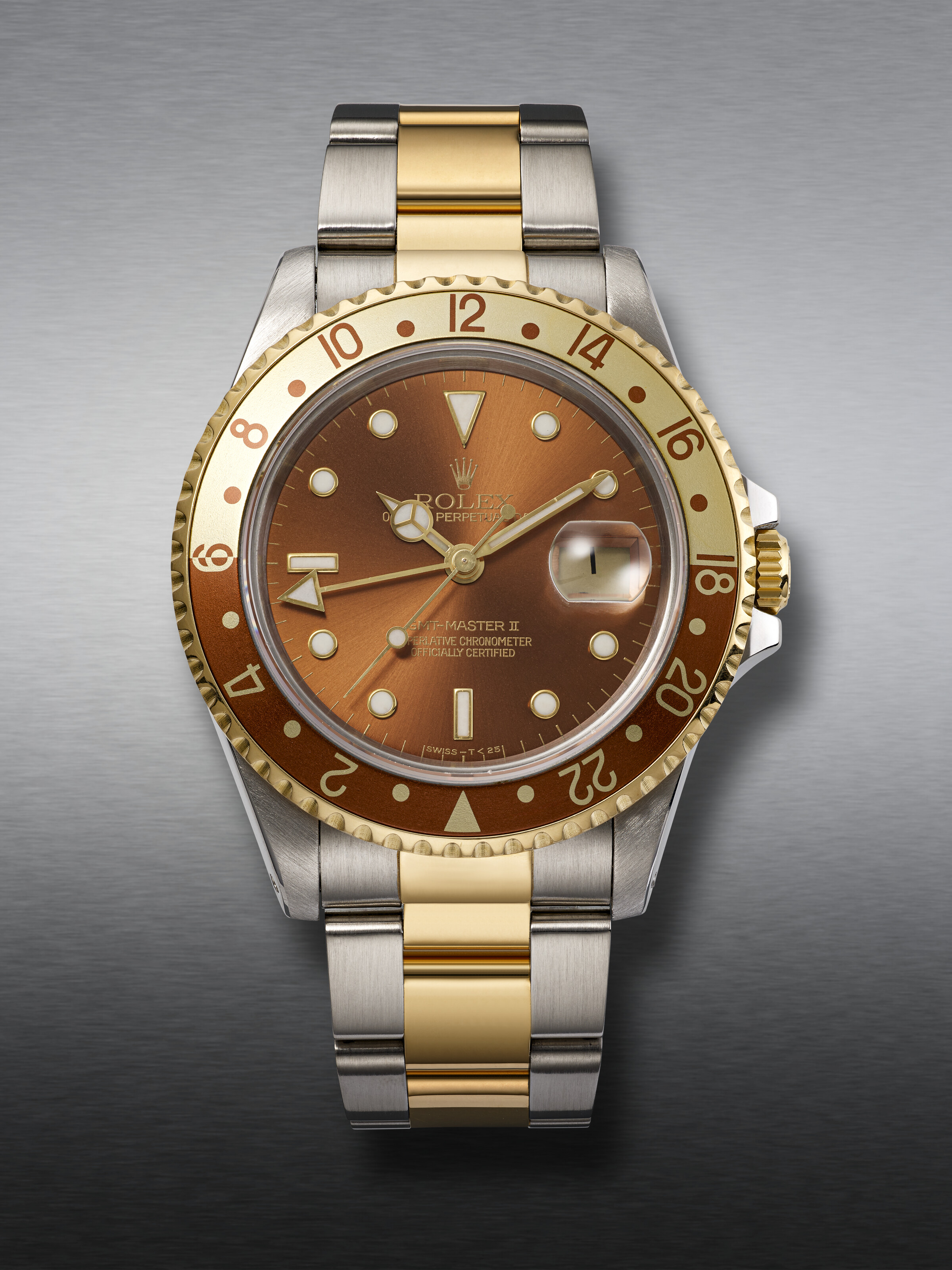 ROLEX, STAINLESS STEEL AND YELLOW GOLD DUAL TIME 'GMT MASTER II
