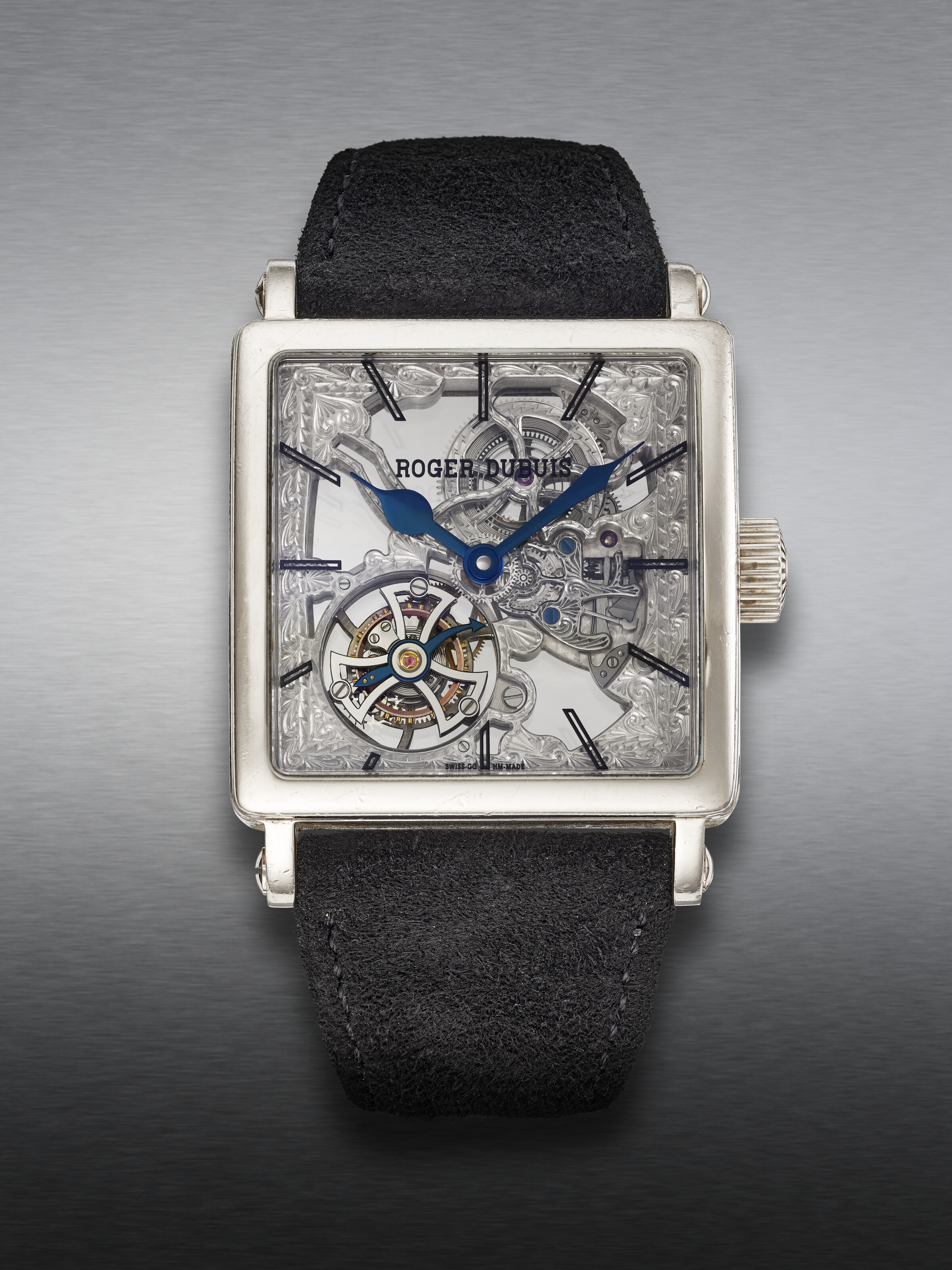 ROGER DUBUIS LIMITED EDITION WHITE GOLD SKELETONIZED TOURBILLON GOLDEN SQUARE NO. 02 28 REF. 440 GS WG 5