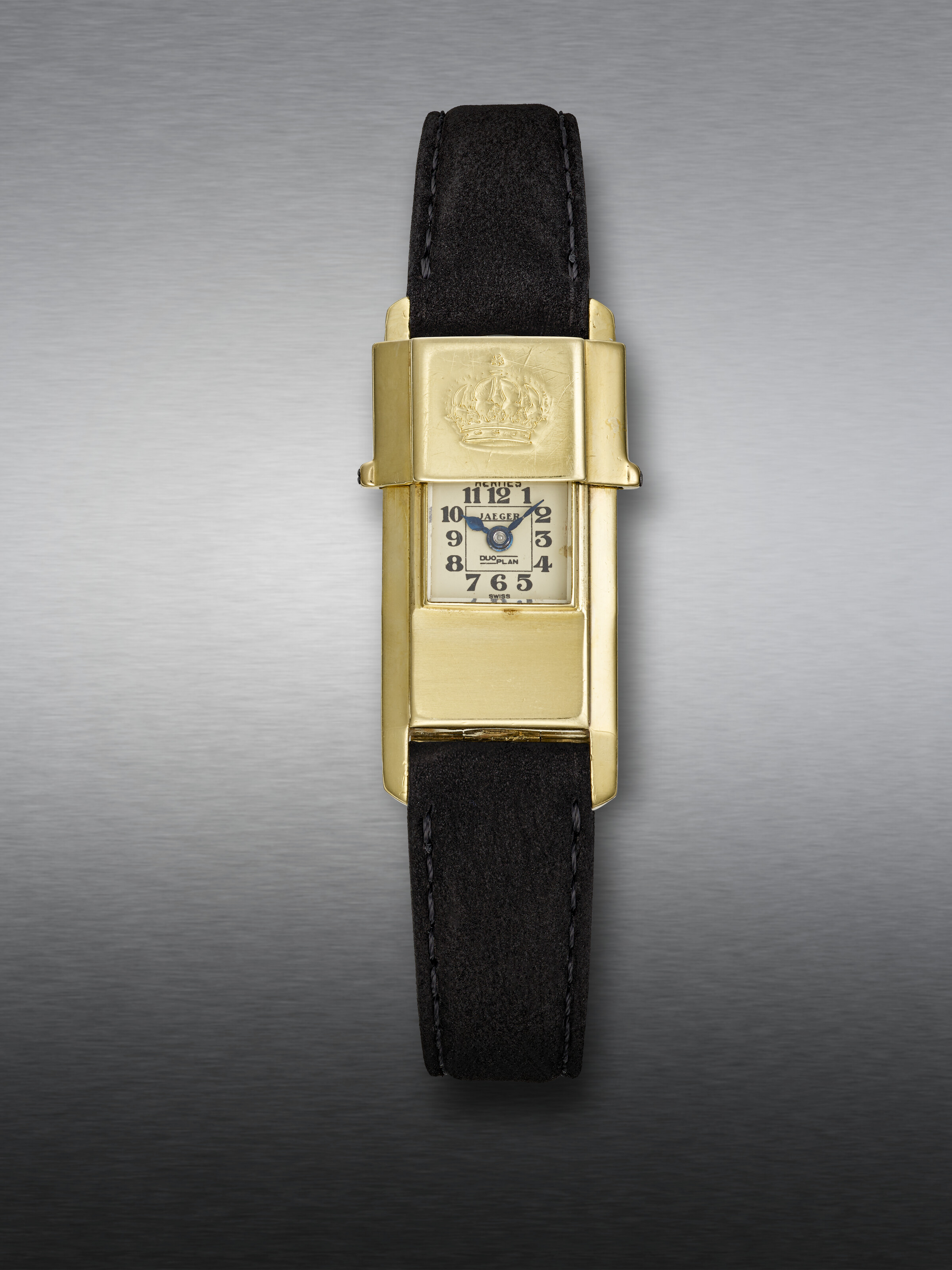 JAEGER LECOULTRE, YELLOW GOLD 'DUOPLAN', RETAILED BY HERMES, REF