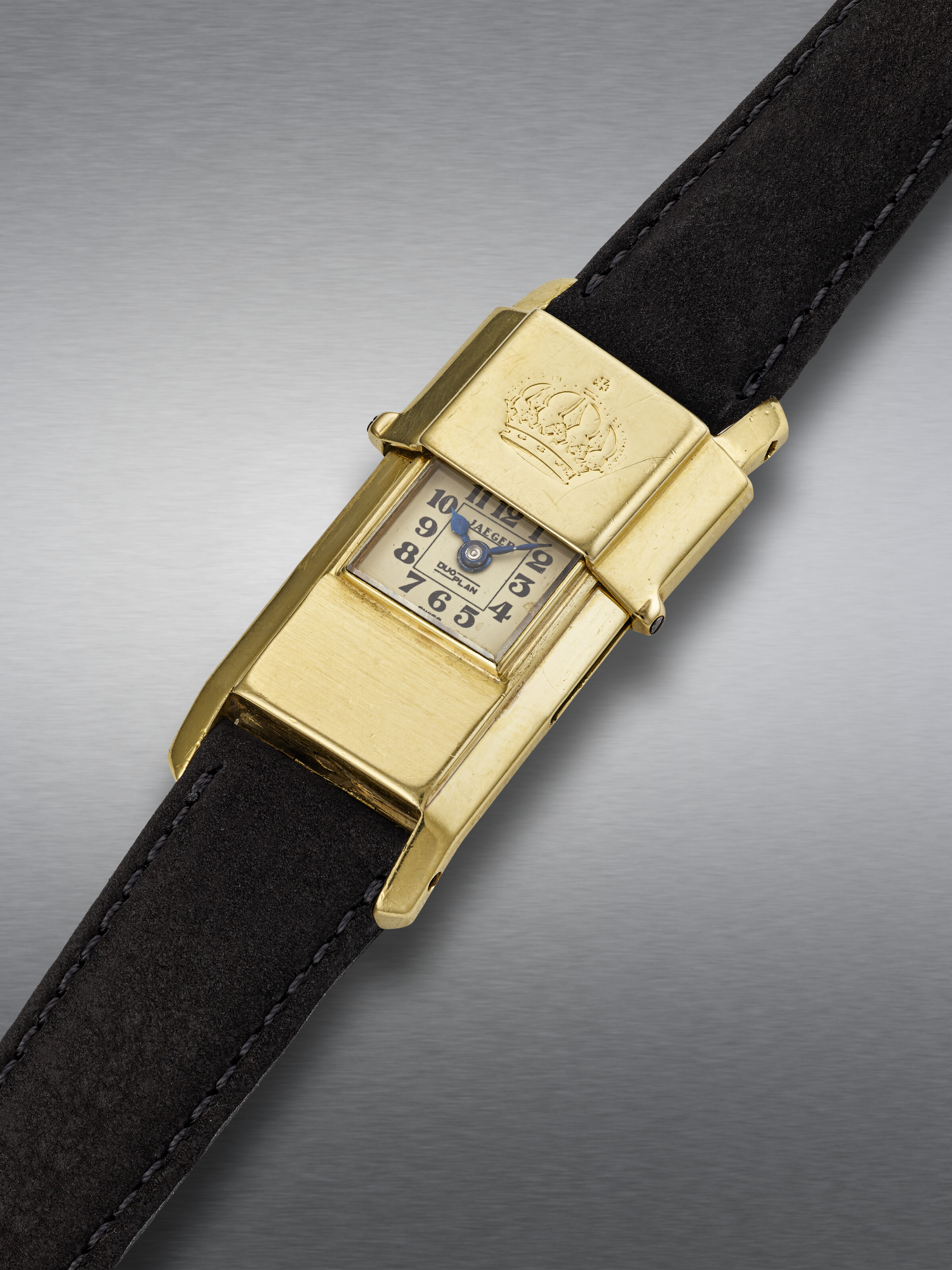 JAEGER LECOULTRE, YELLOW GOLD 'DUOPLAN', RETAILED BY HERMES, REF