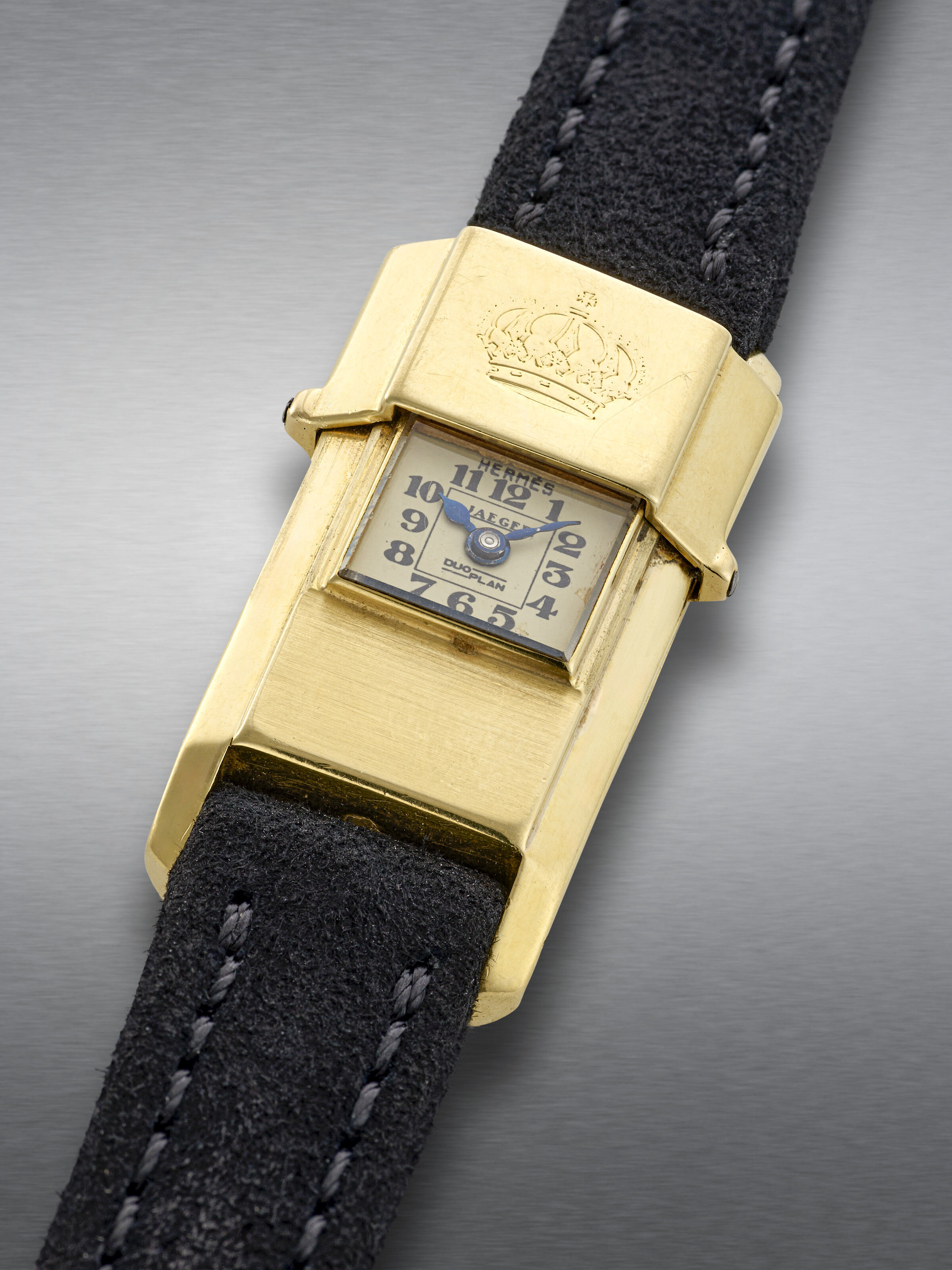 JAEGER LECOULTRE, YELLOW GOLD 'DUOPLAN', RETAILED BY HERMES, REF