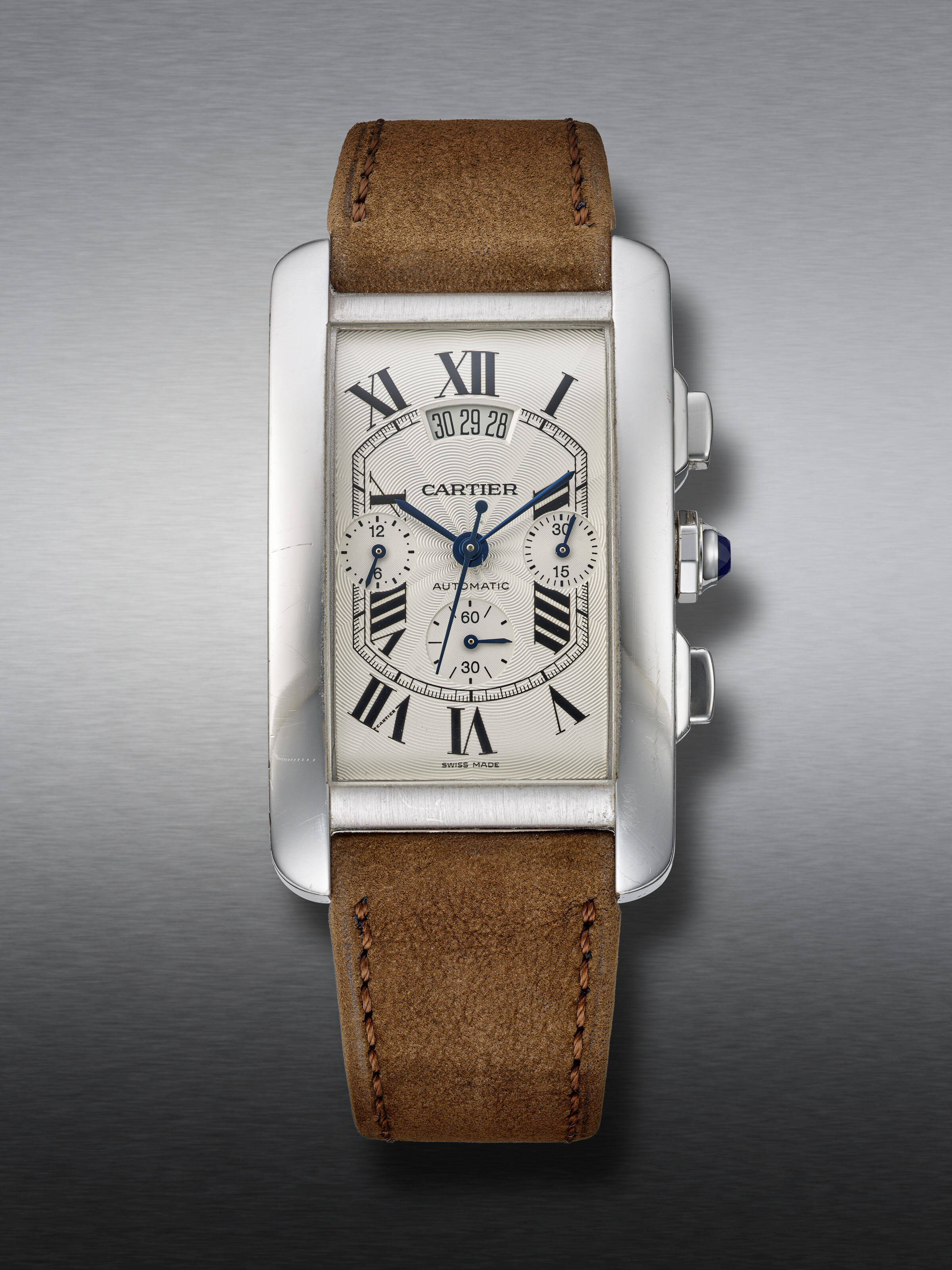 CARTIER, WHITE GOLD CHRONOGRAPH 'TANK AMERICAINE', 2894