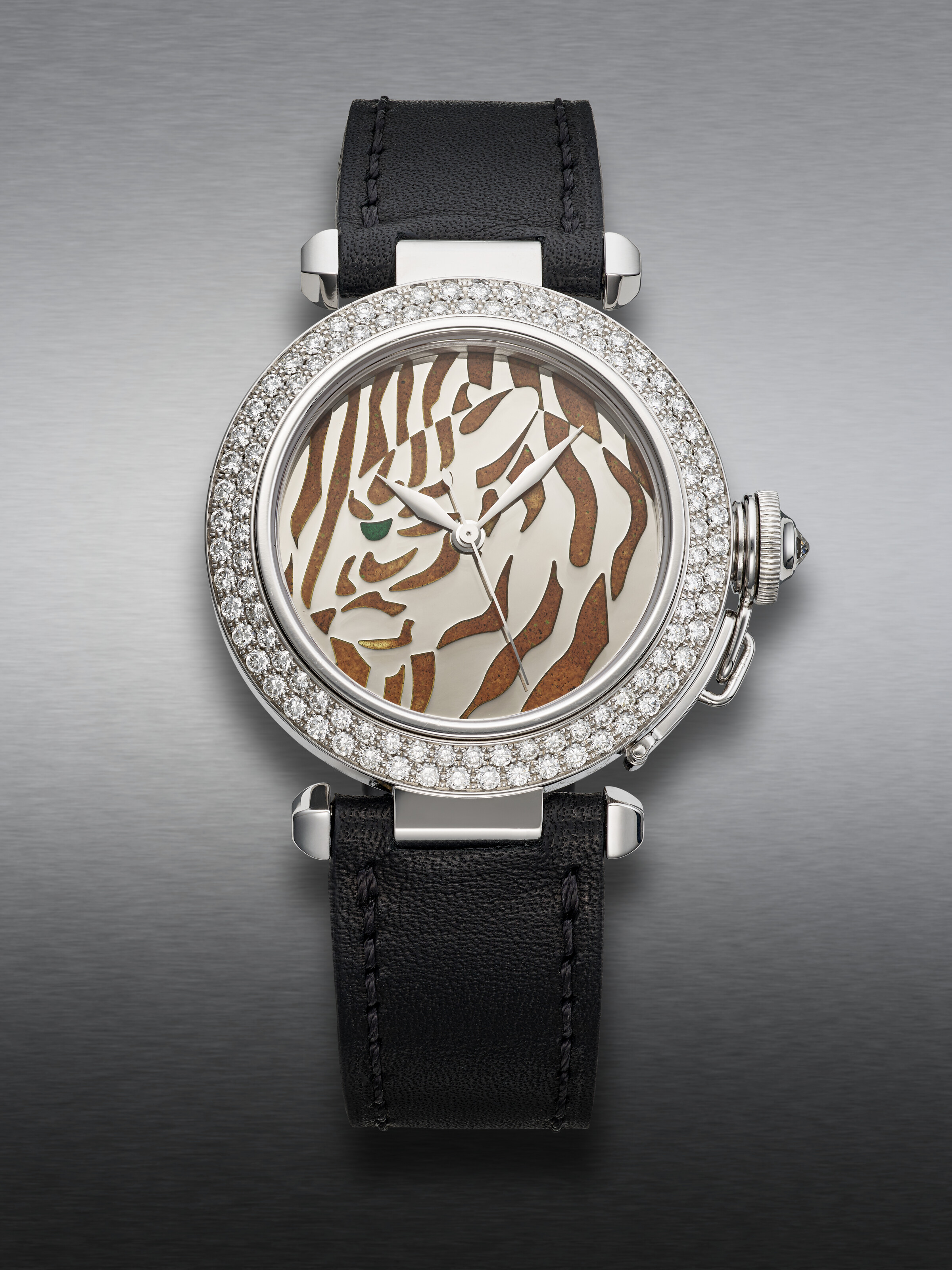 CARTIER, PINK GOLD AND DIAMOND-SET 'SANTOS 100', 2879