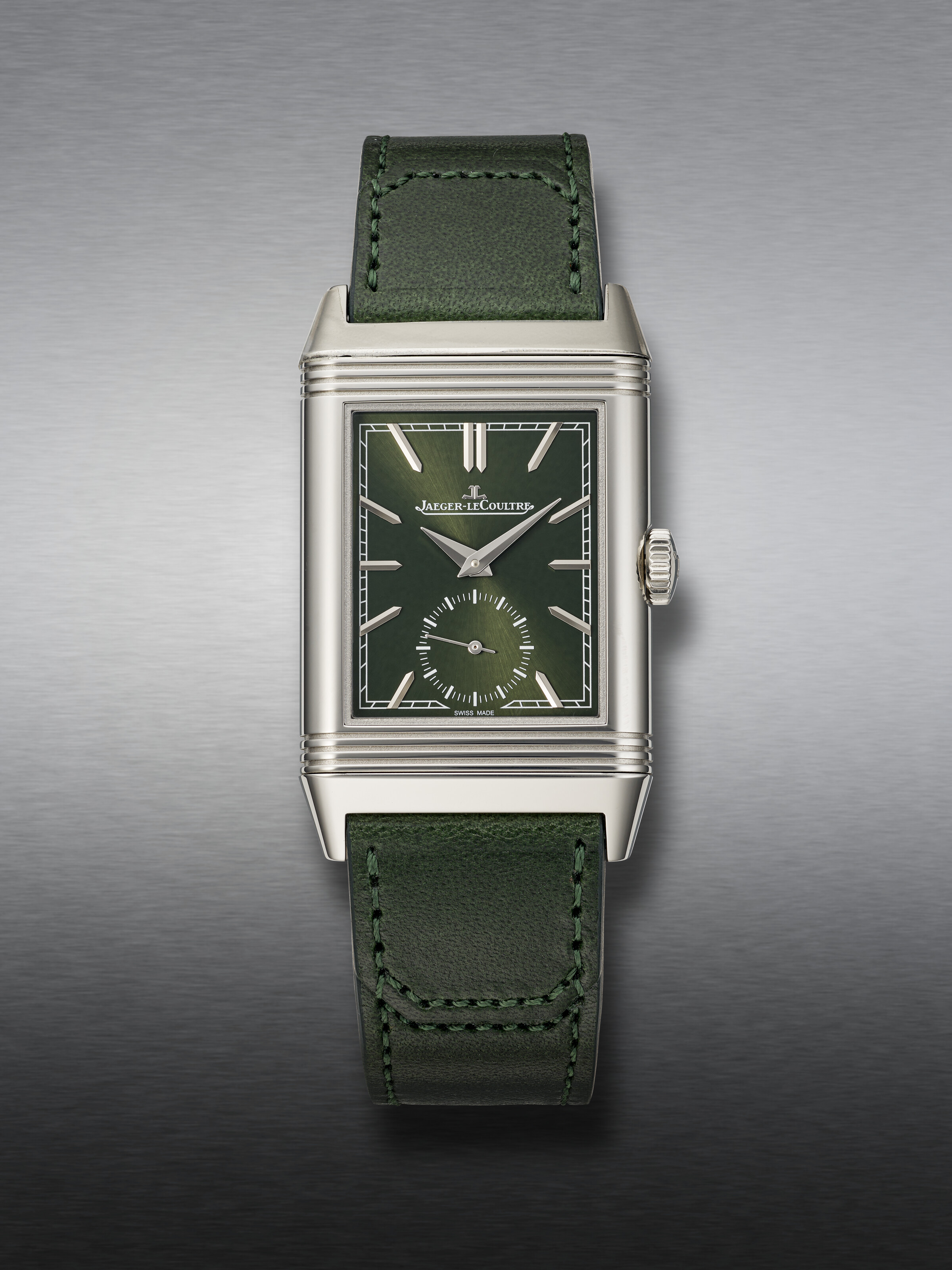 JAEGER-LECOULTRE, STAINLESS STEEL 'REVERSO TRIBUTE', WITH GREEN