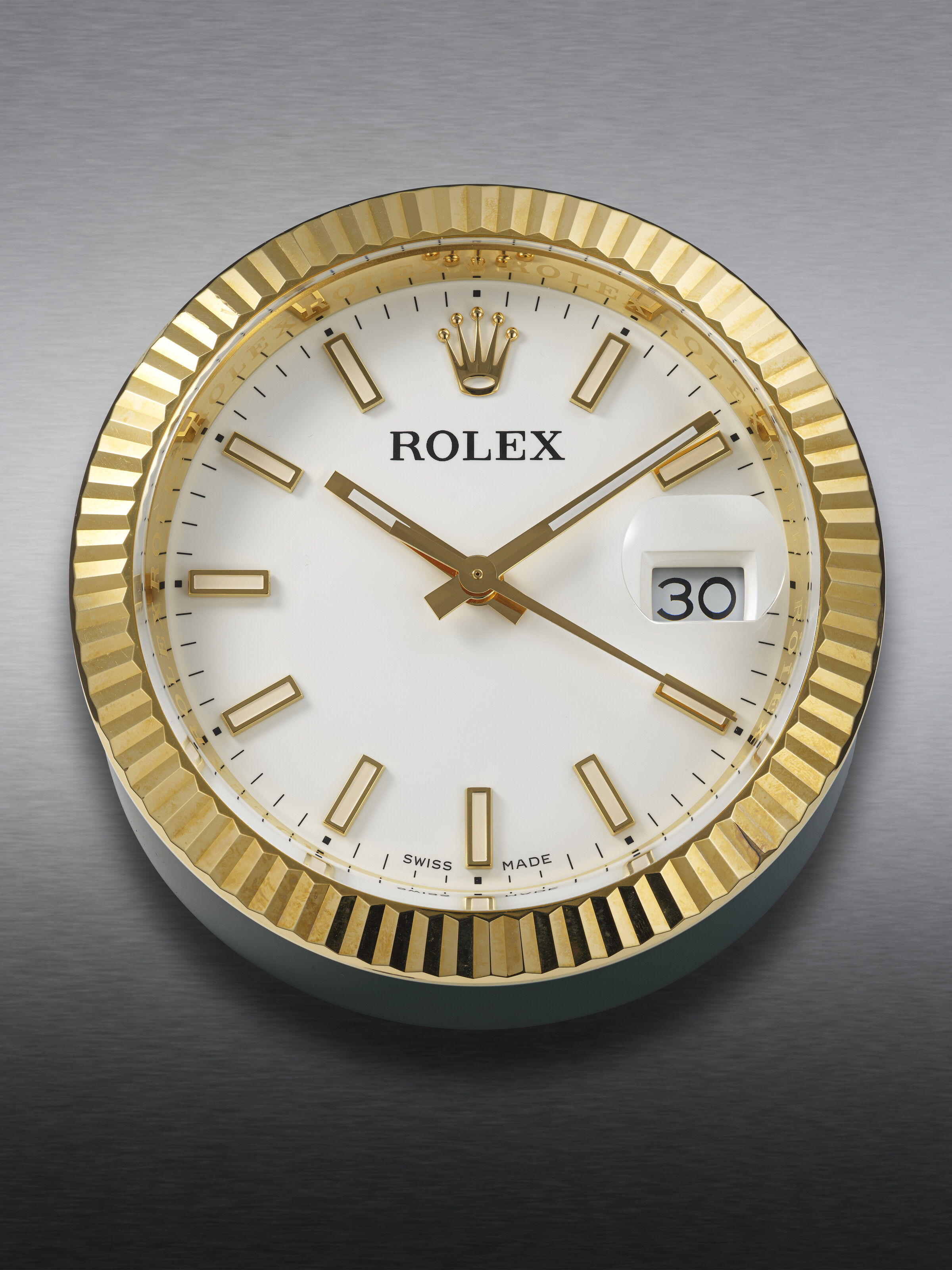 ROLEX, VERY HEAVY GILT BRASS DISPLAY DESK CLOCK, REF. 8235