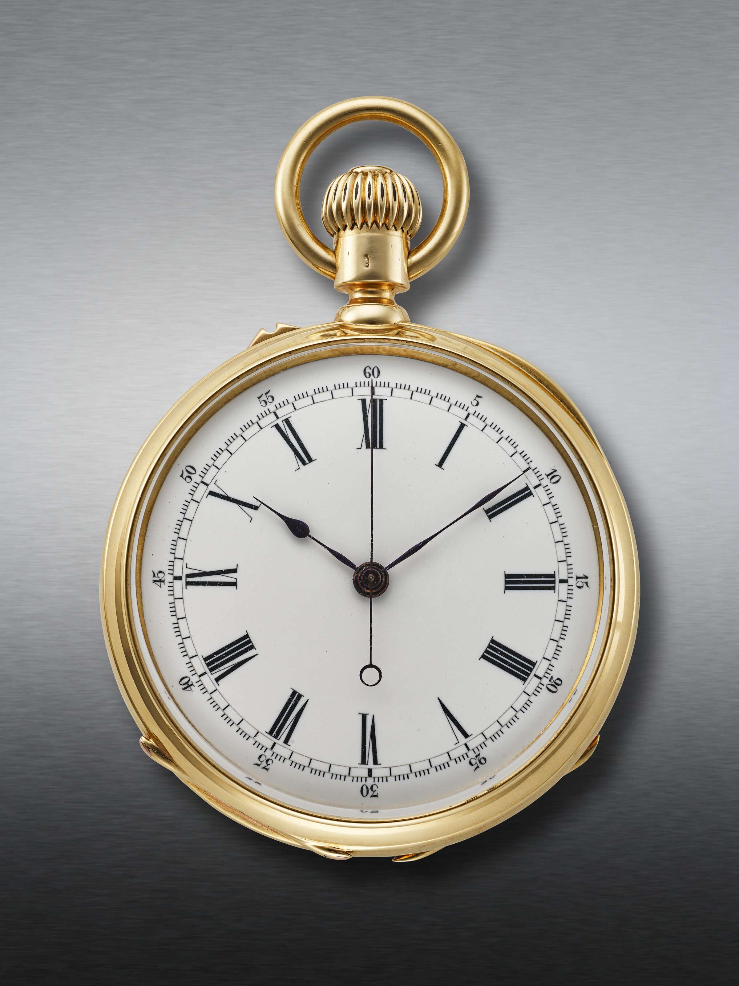 PATEK PHILIPPE A RARE YELLOW GOLD OPENFACE KEYLESS LEVER MONOPUSHER CHRONOGRAPH POCKET WATCH Christie s